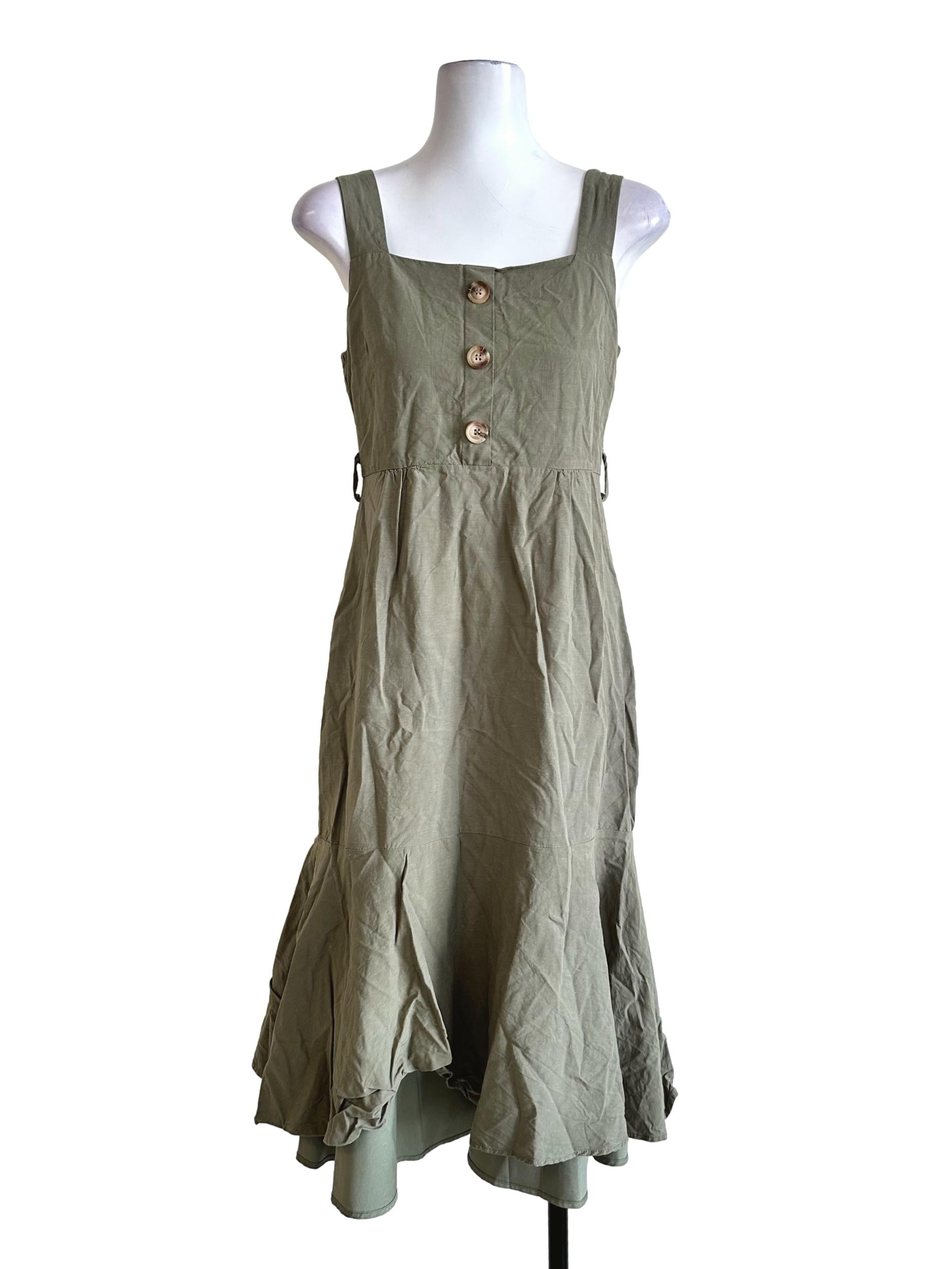 Pickle Green Sleeveless Midi Dress TEM