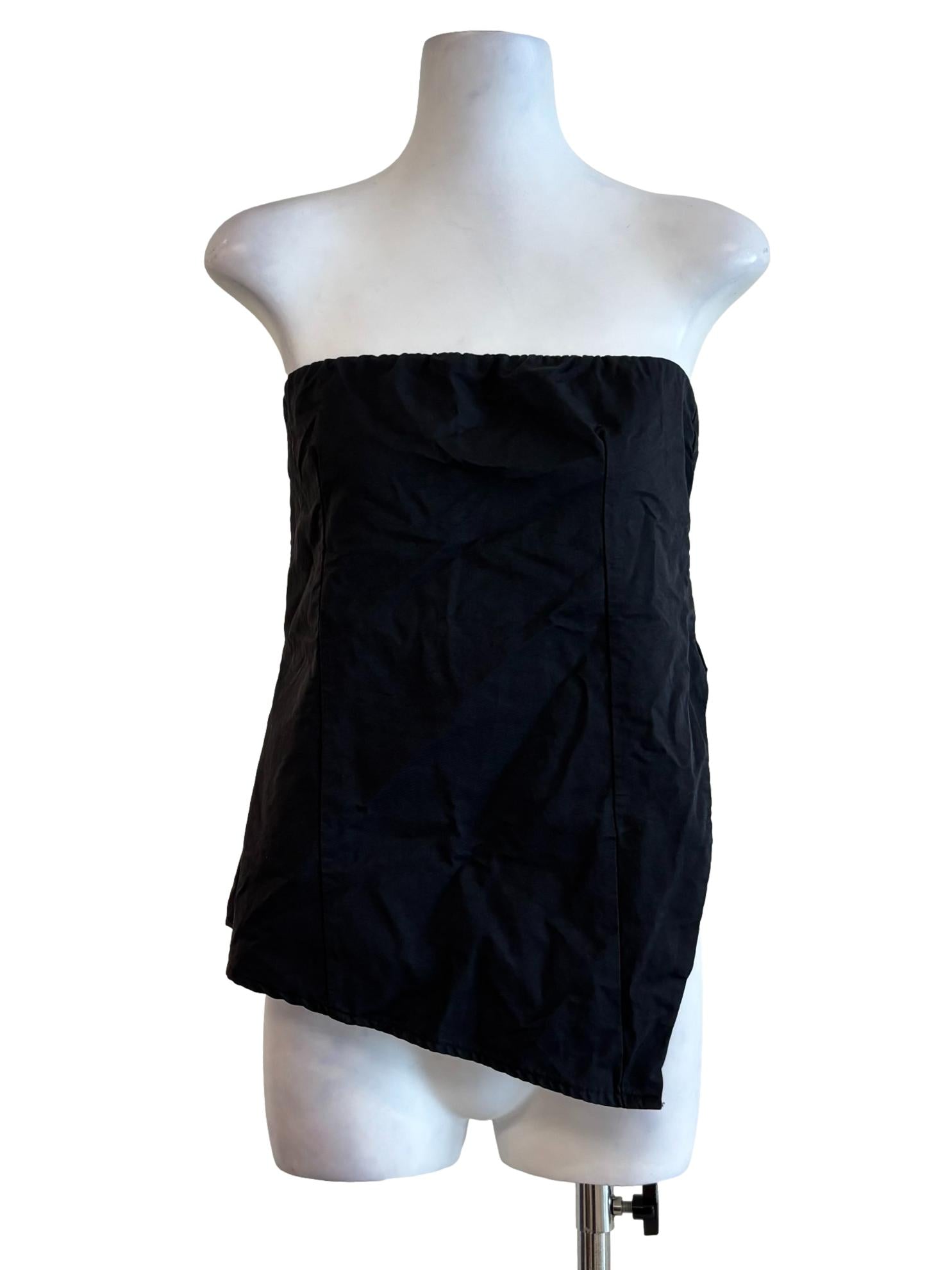 Soft Black Strapless Asymmetrical Top