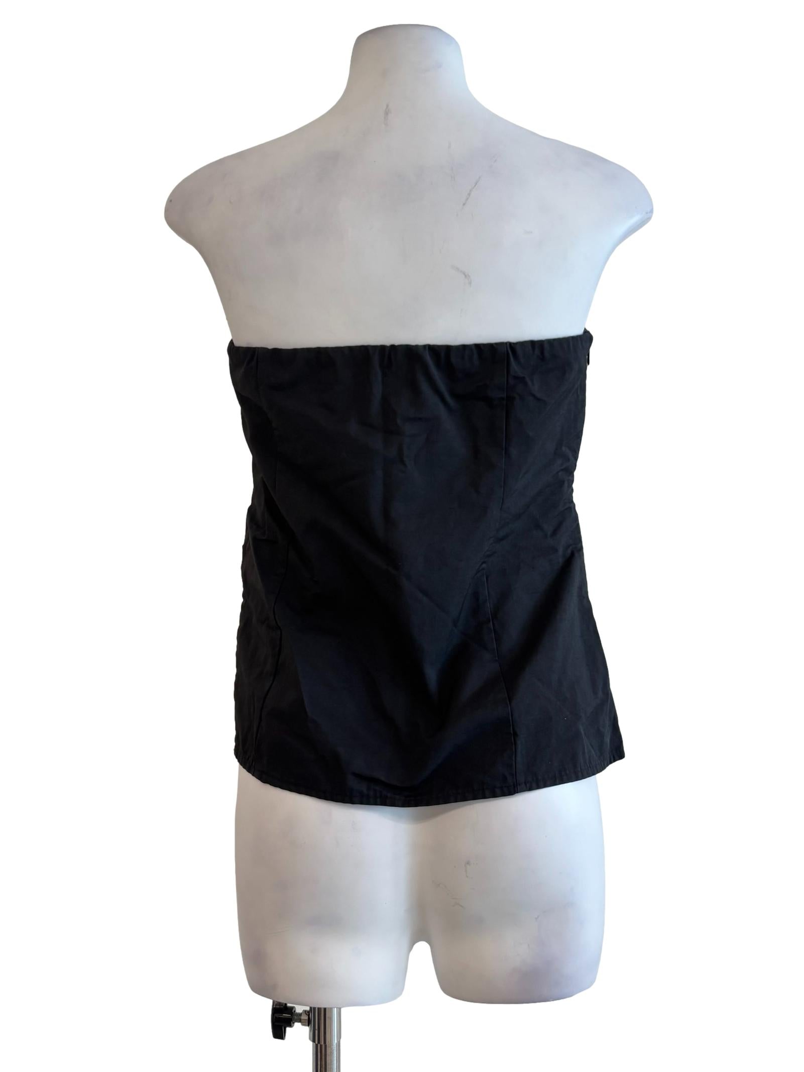 Soft Black Strapless Asymmetrical Top