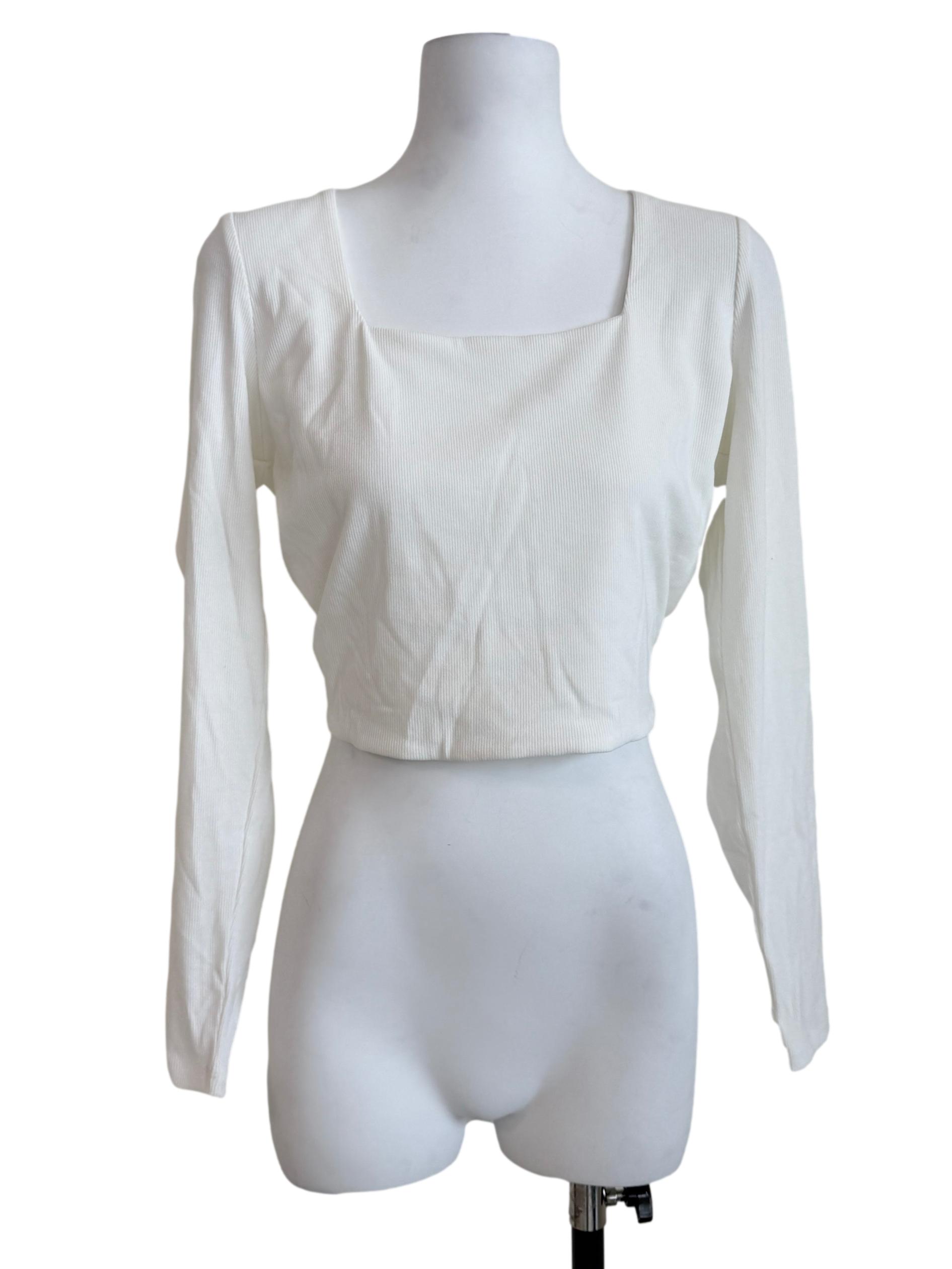 Pearl White Square Neck Top