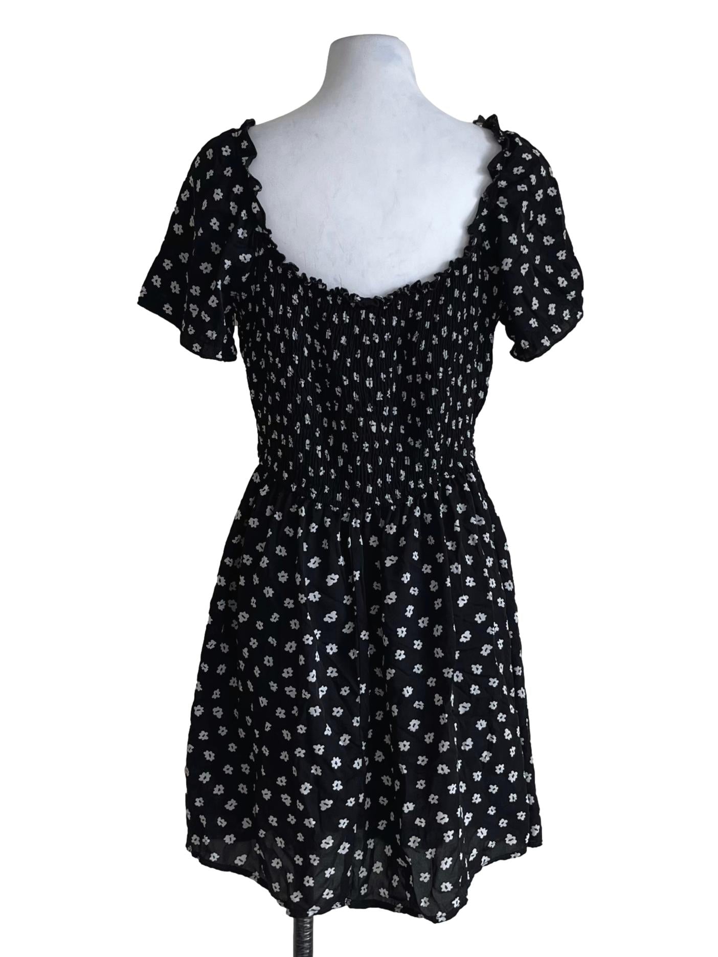 Black Floral Empire Dress