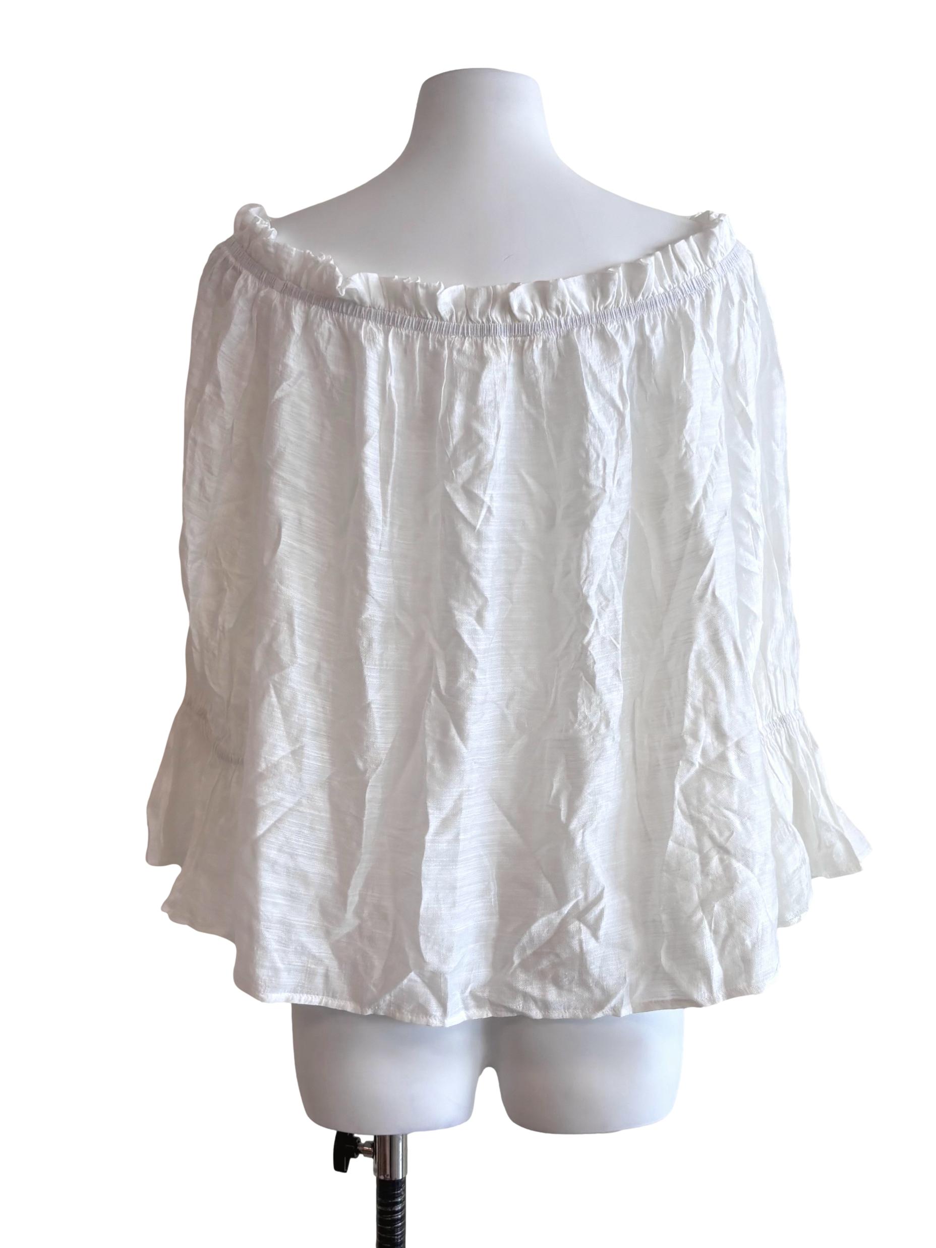 Daisy White Wide Shoulder Blouse