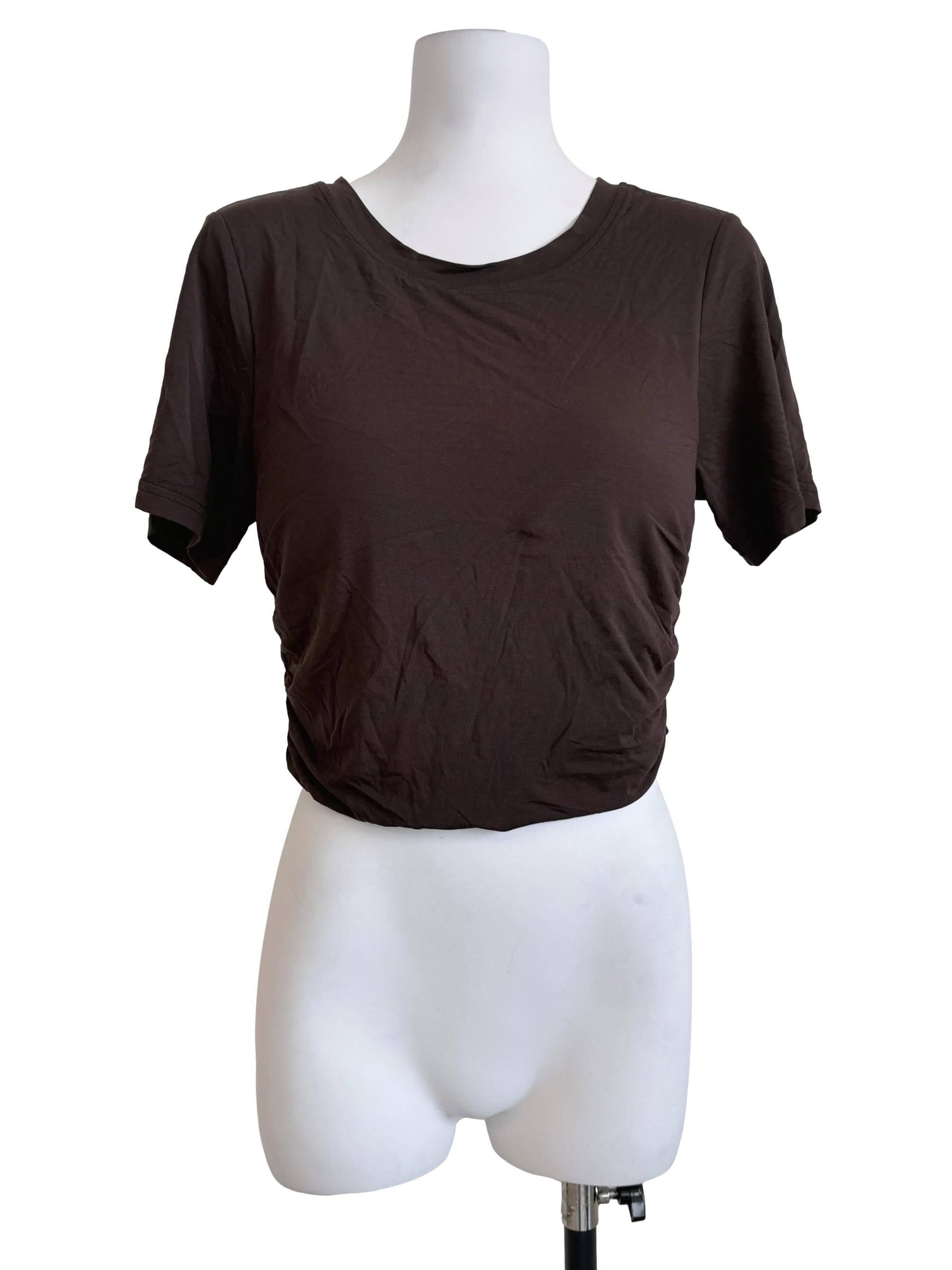 Mocha Brown Side Ruched Top