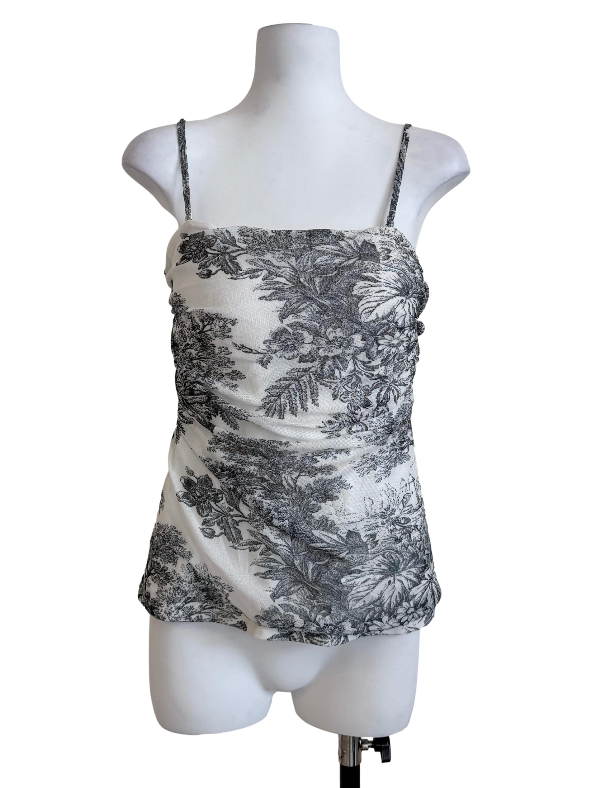 White Printed Spaghetti Strap Top