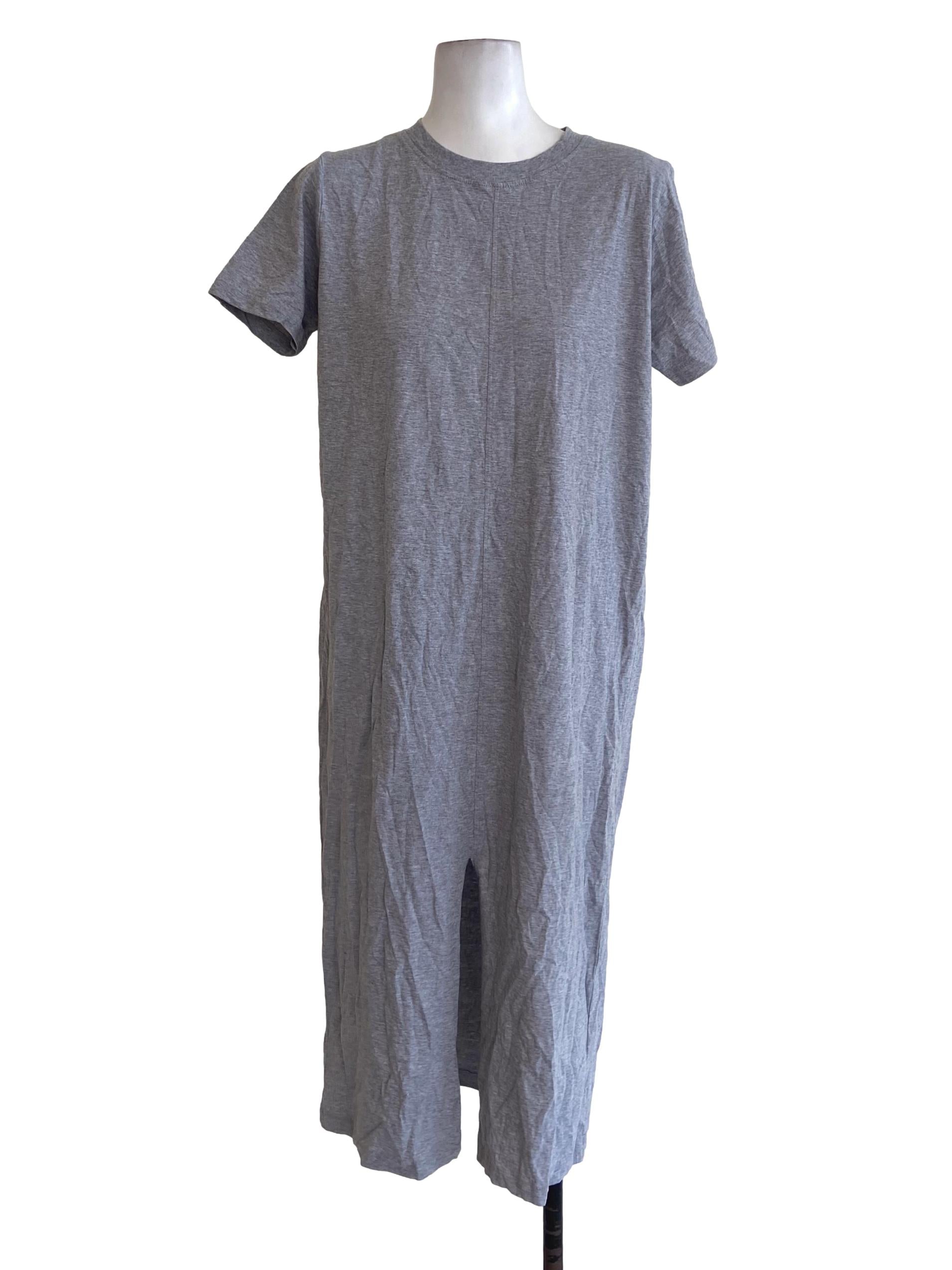 Cloud Grey Sharskin Slit Dress