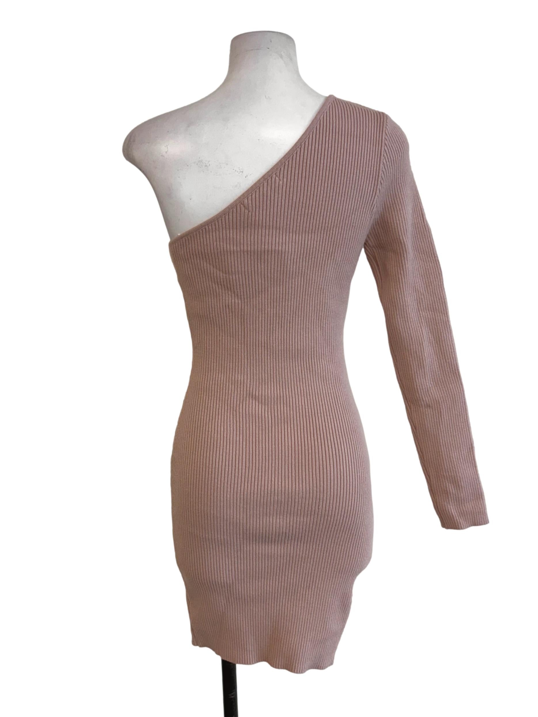 Rose Pink Knitted Off Shoulder Dress