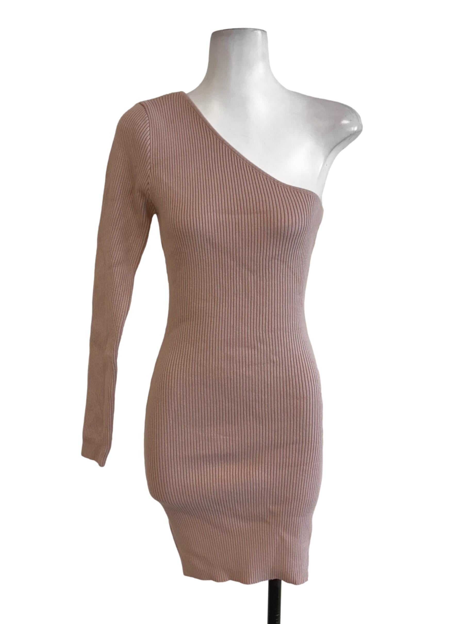 Rose Pink Knitted Off Shoulder Dress