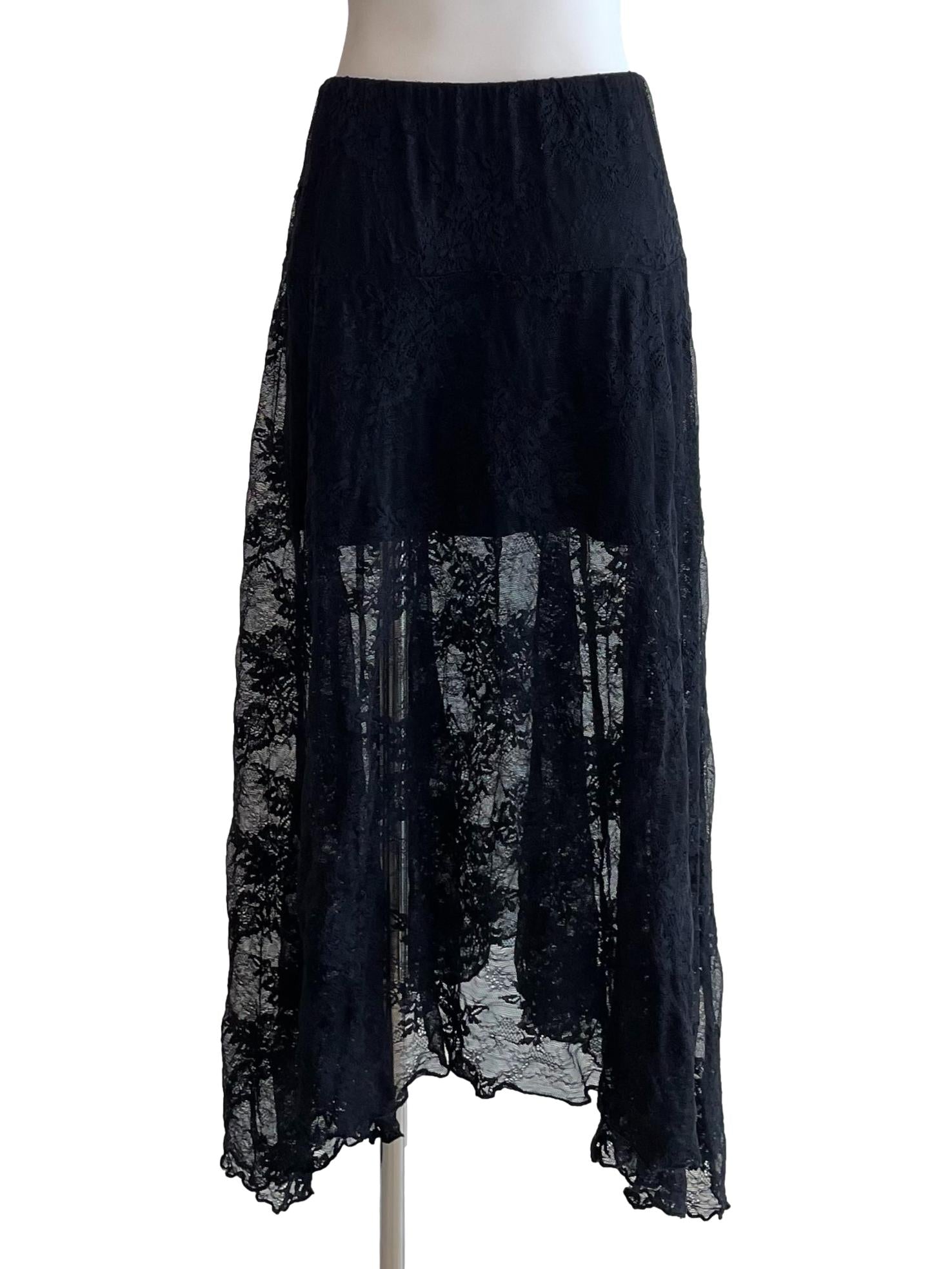 Black Lace Handkerchief Skirt