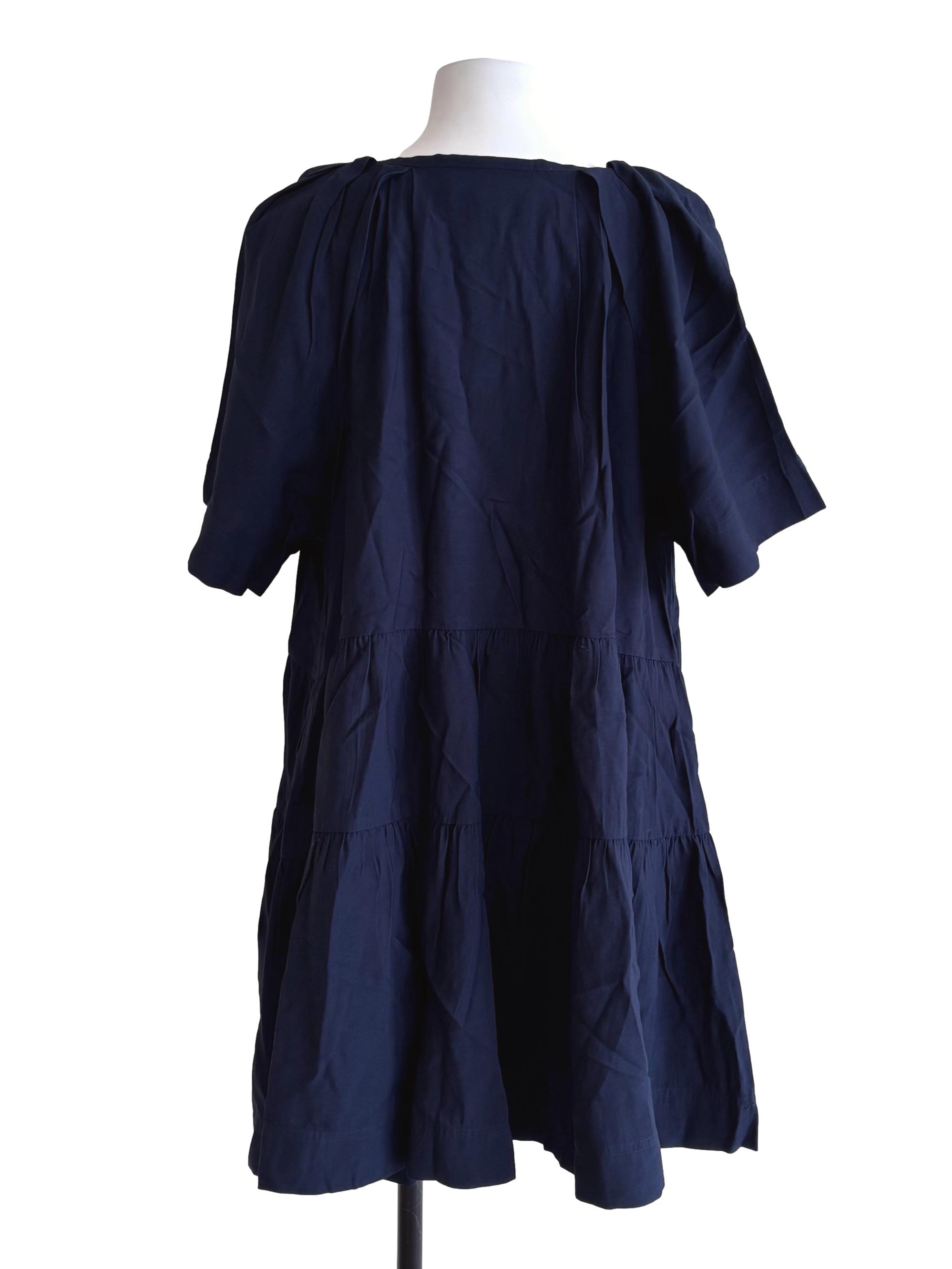 Dark Blue Deep V Tiered Dress LB