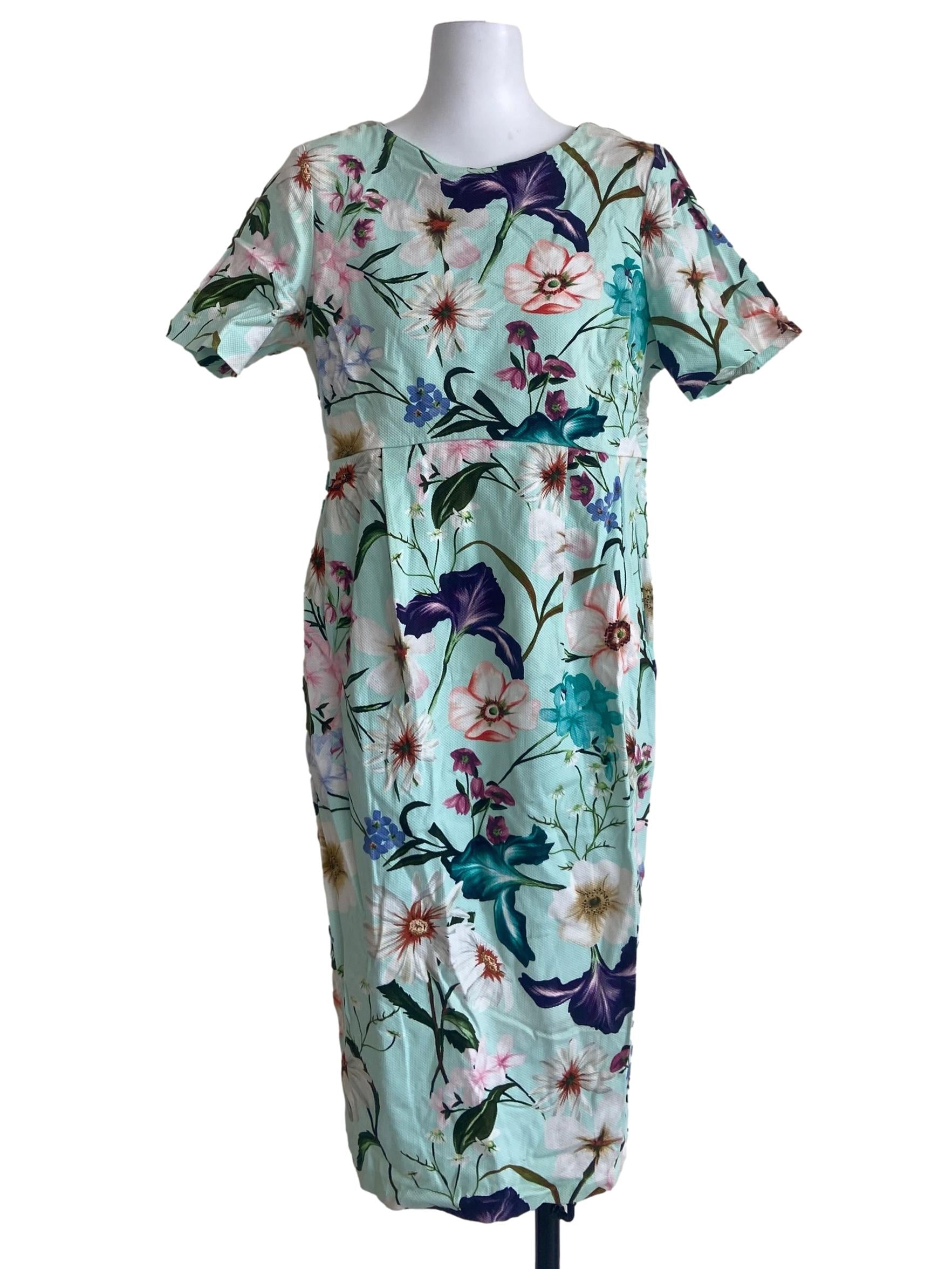 Mint Green Floral Slit Shift Dress