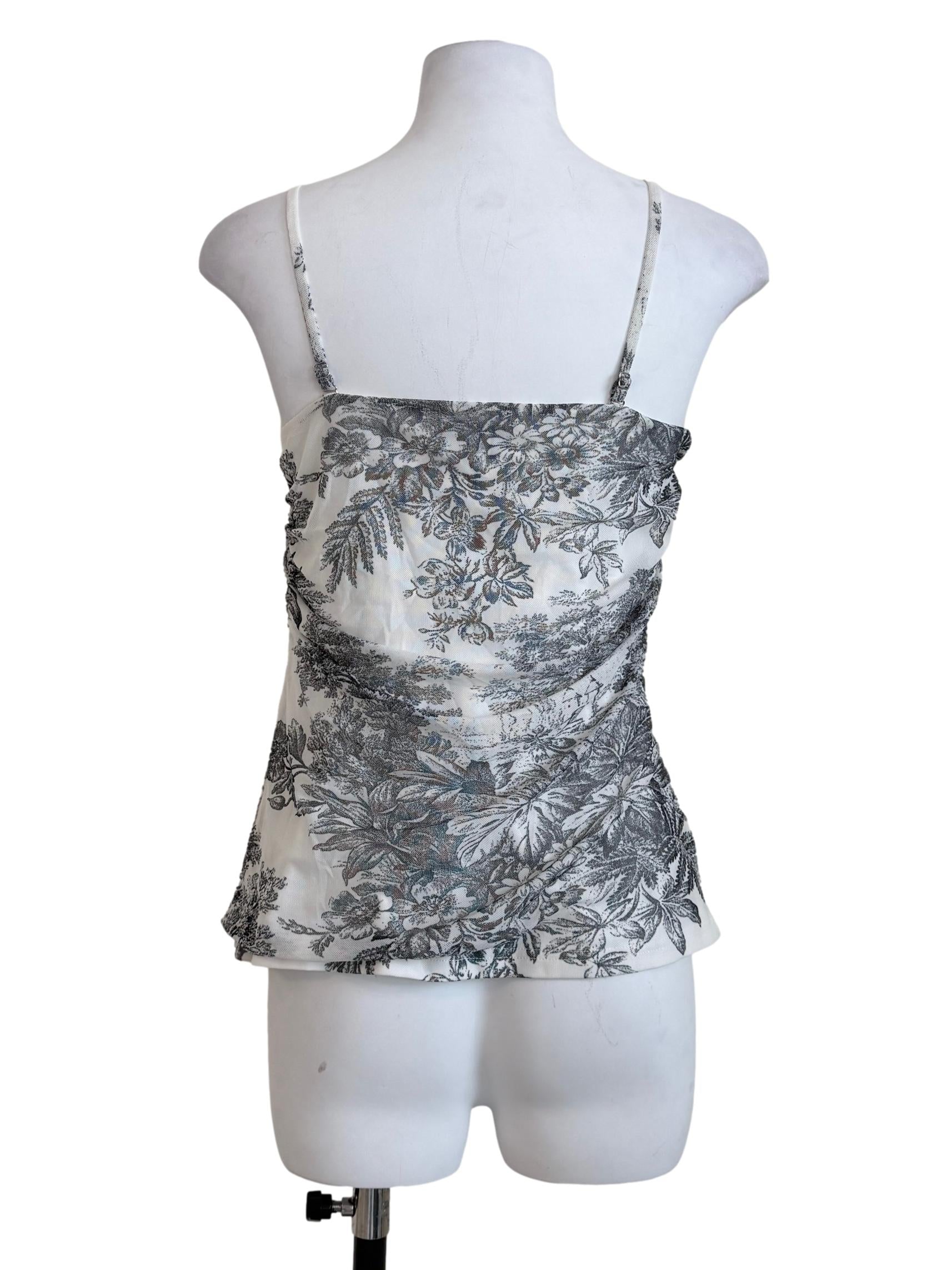 White Printed Spaghetti Strap Top