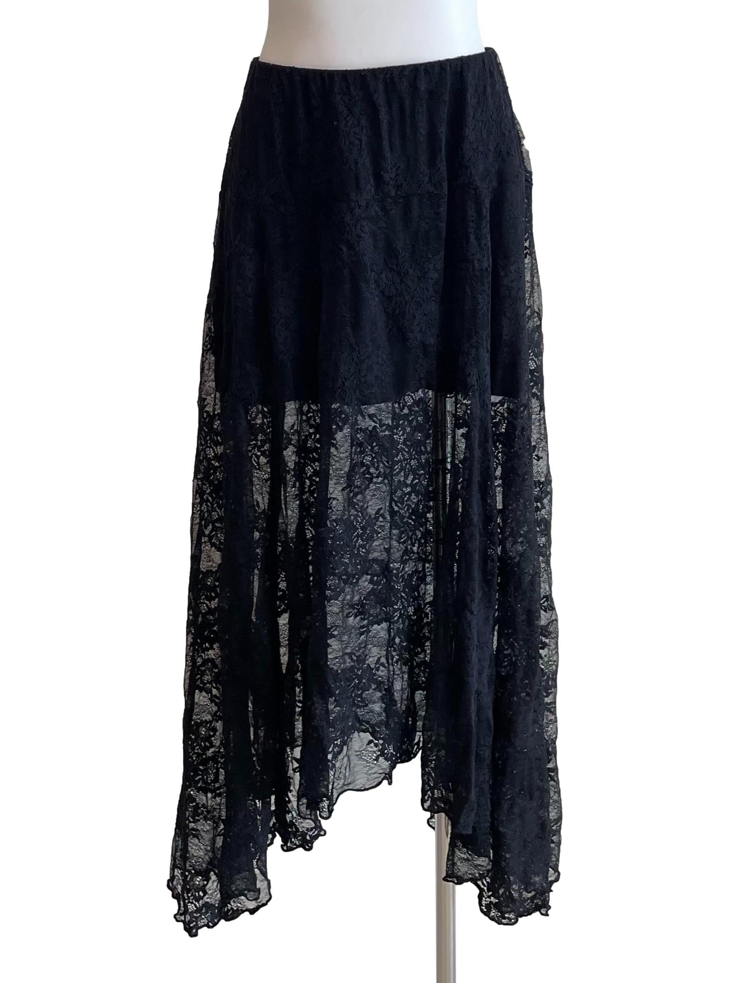 Black Lace Handkerchief Skirt