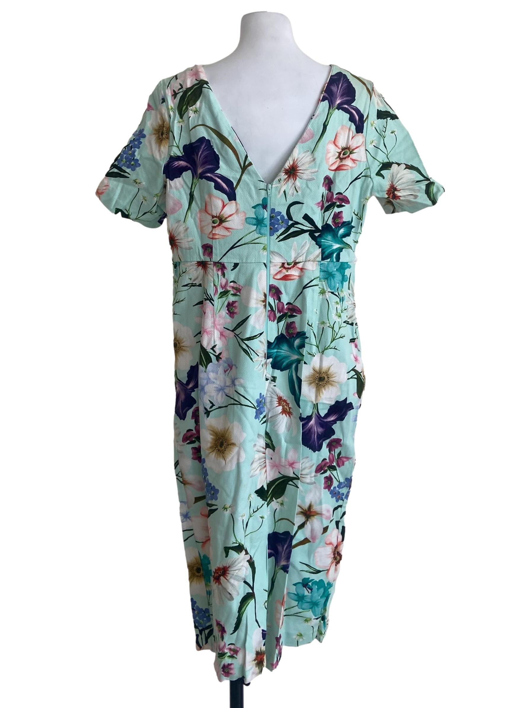 Mint Green Floral Slit Shift Dress