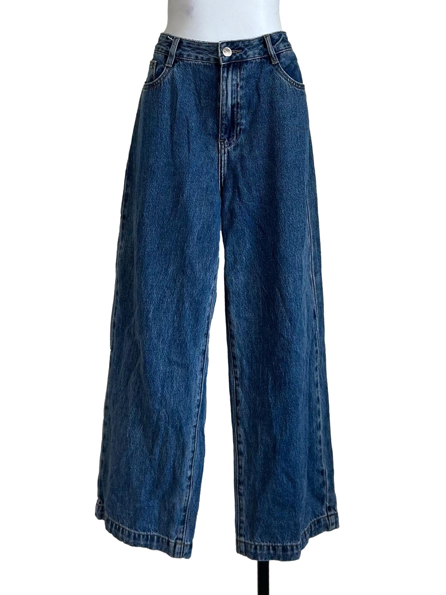 Dark Wash Wide Leg Petite Jeans