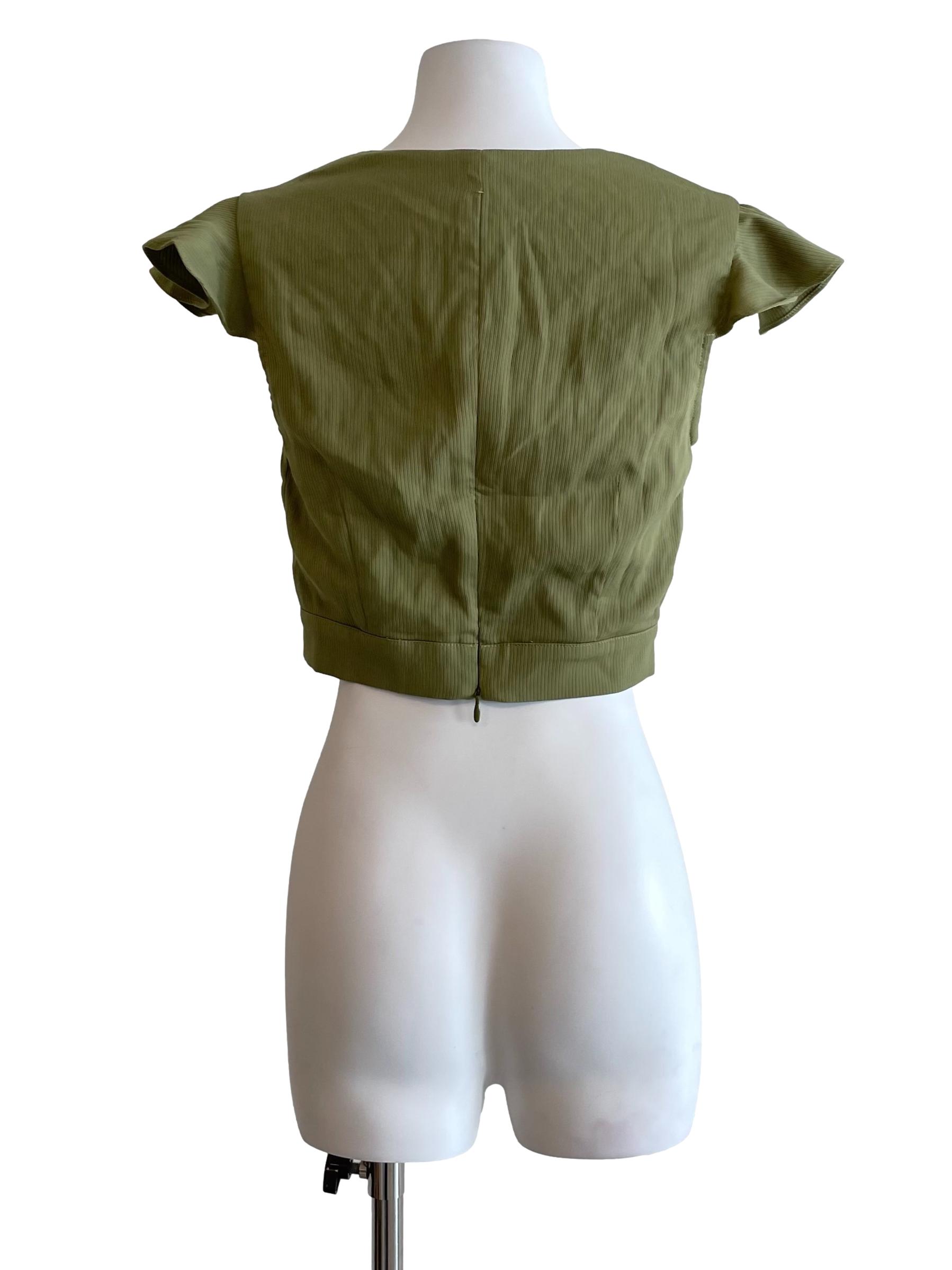 Pickle V Neck Sweetheart Crop Top