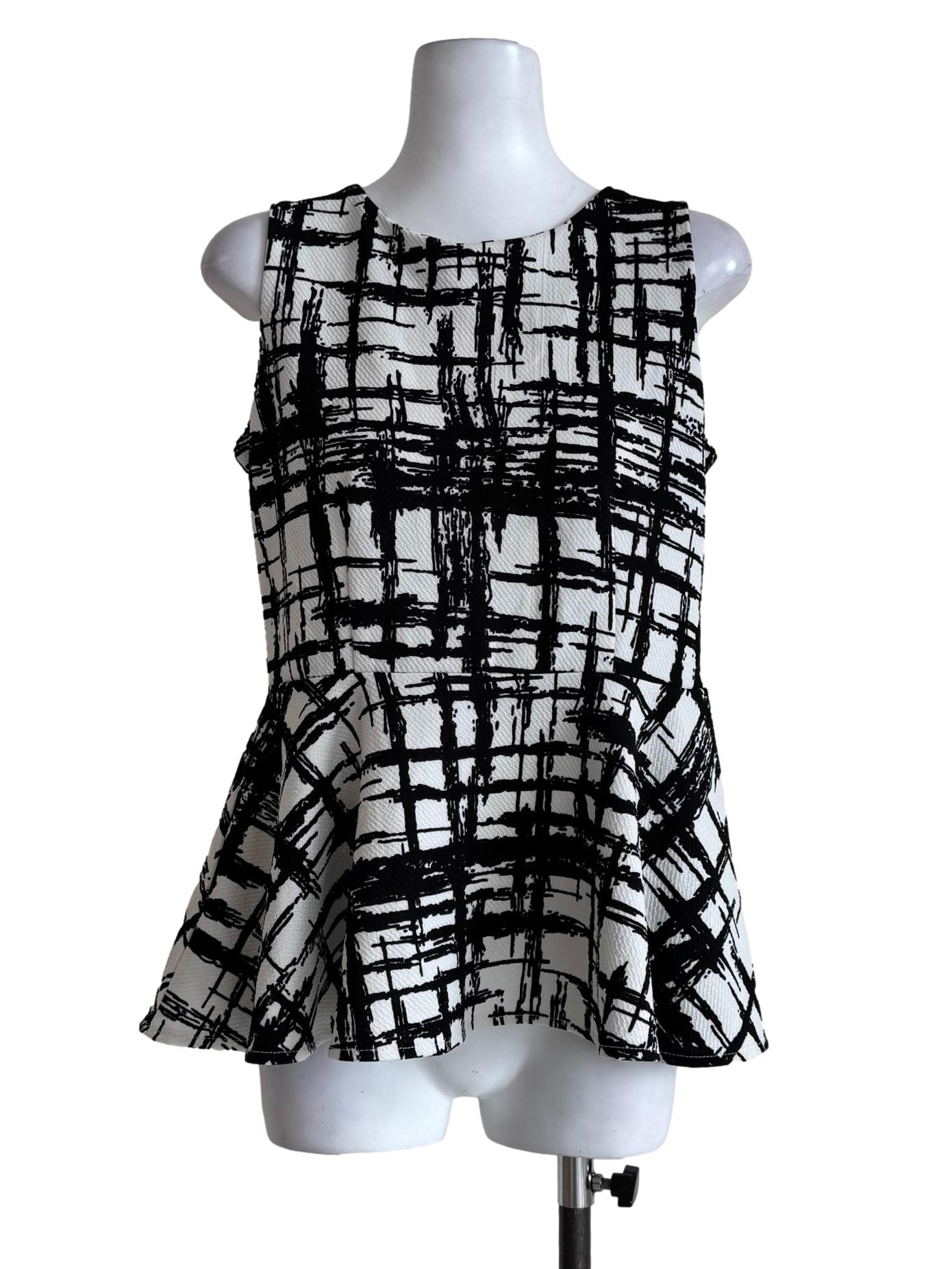 White Printed Round Neck Top