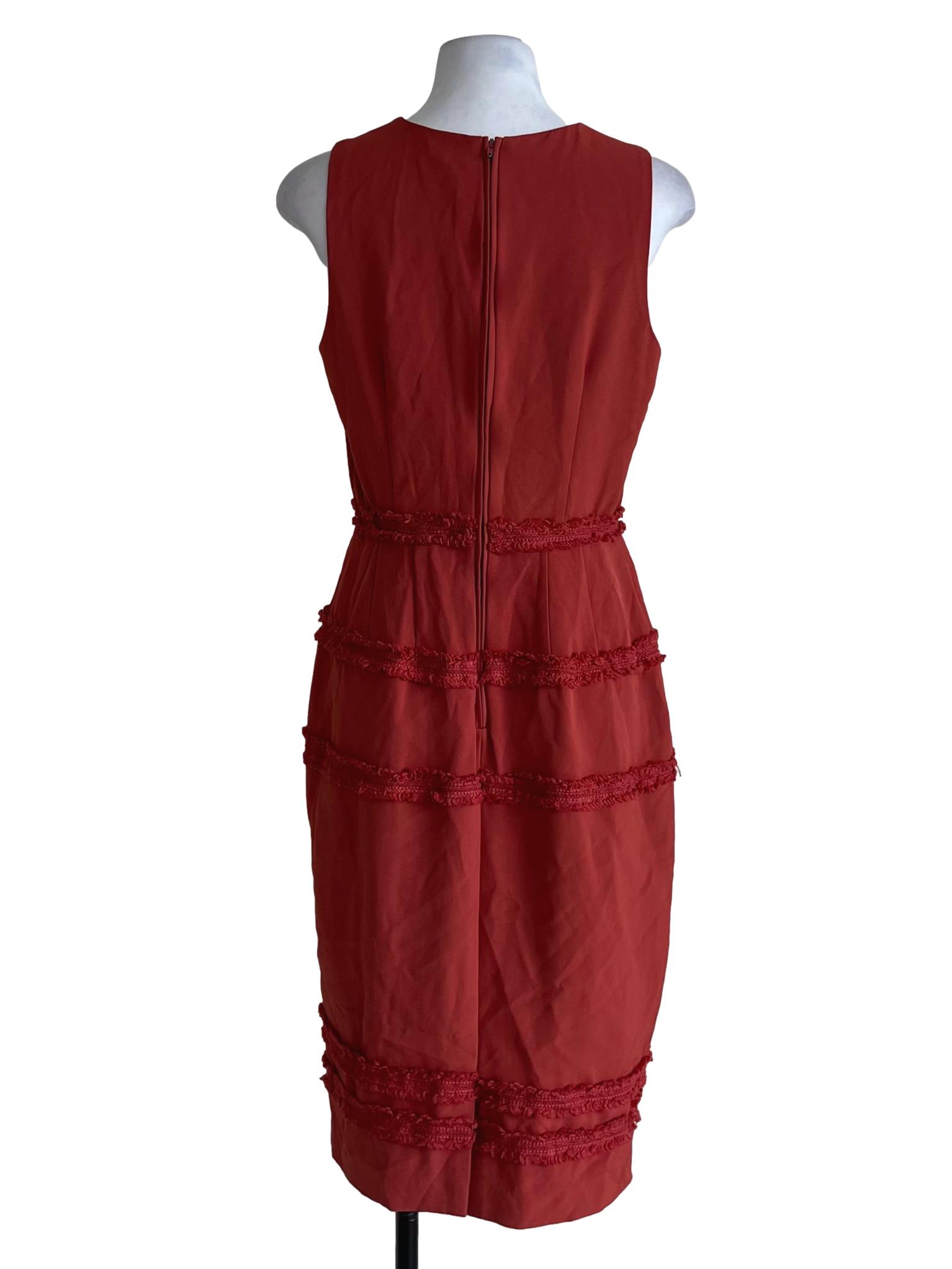 Blush Red Jewel Neckline A-Line Dress