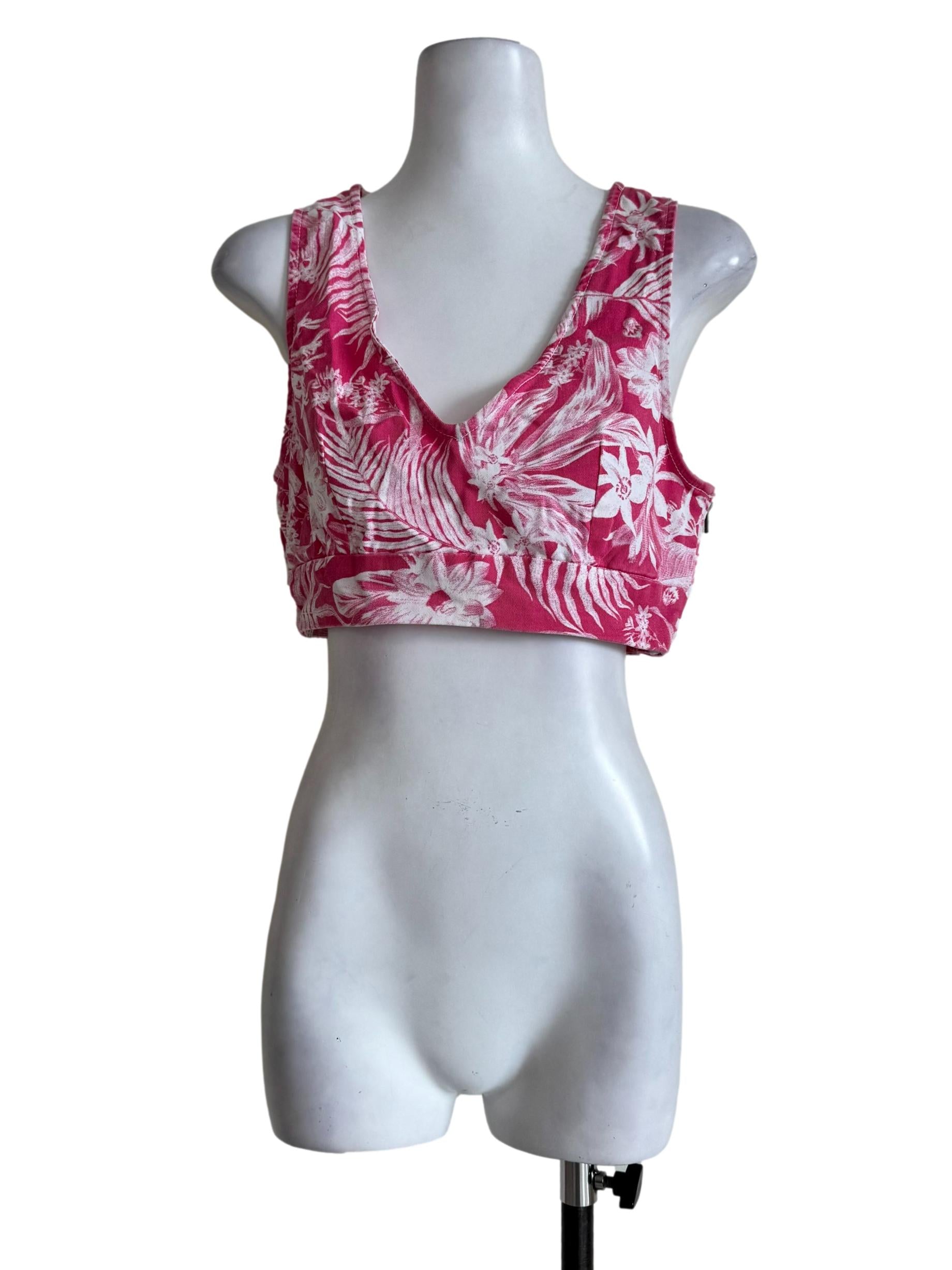 Guava Pink Printed Deep Neck Bralet