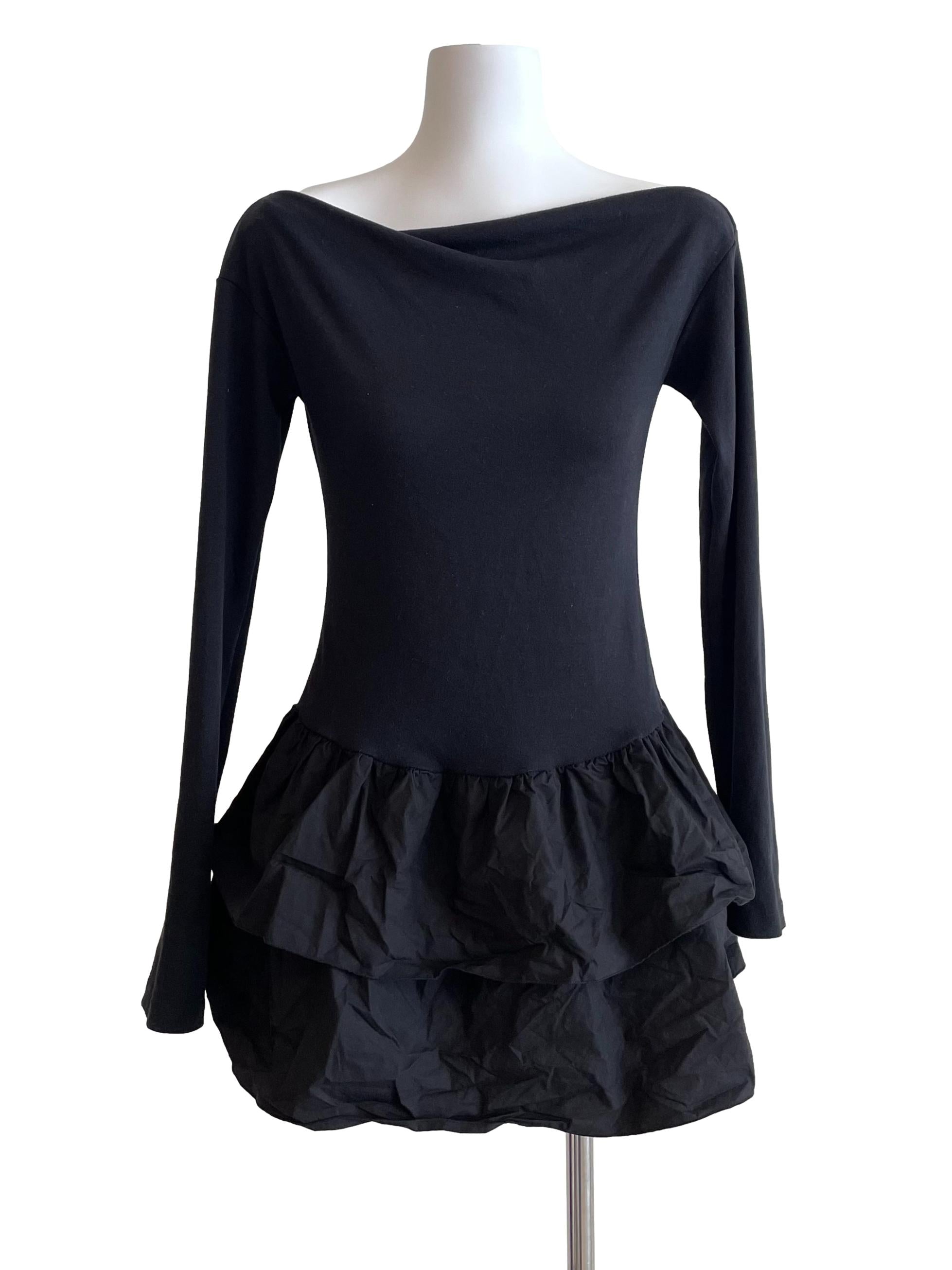 Black Boat Neck Balloon Dress