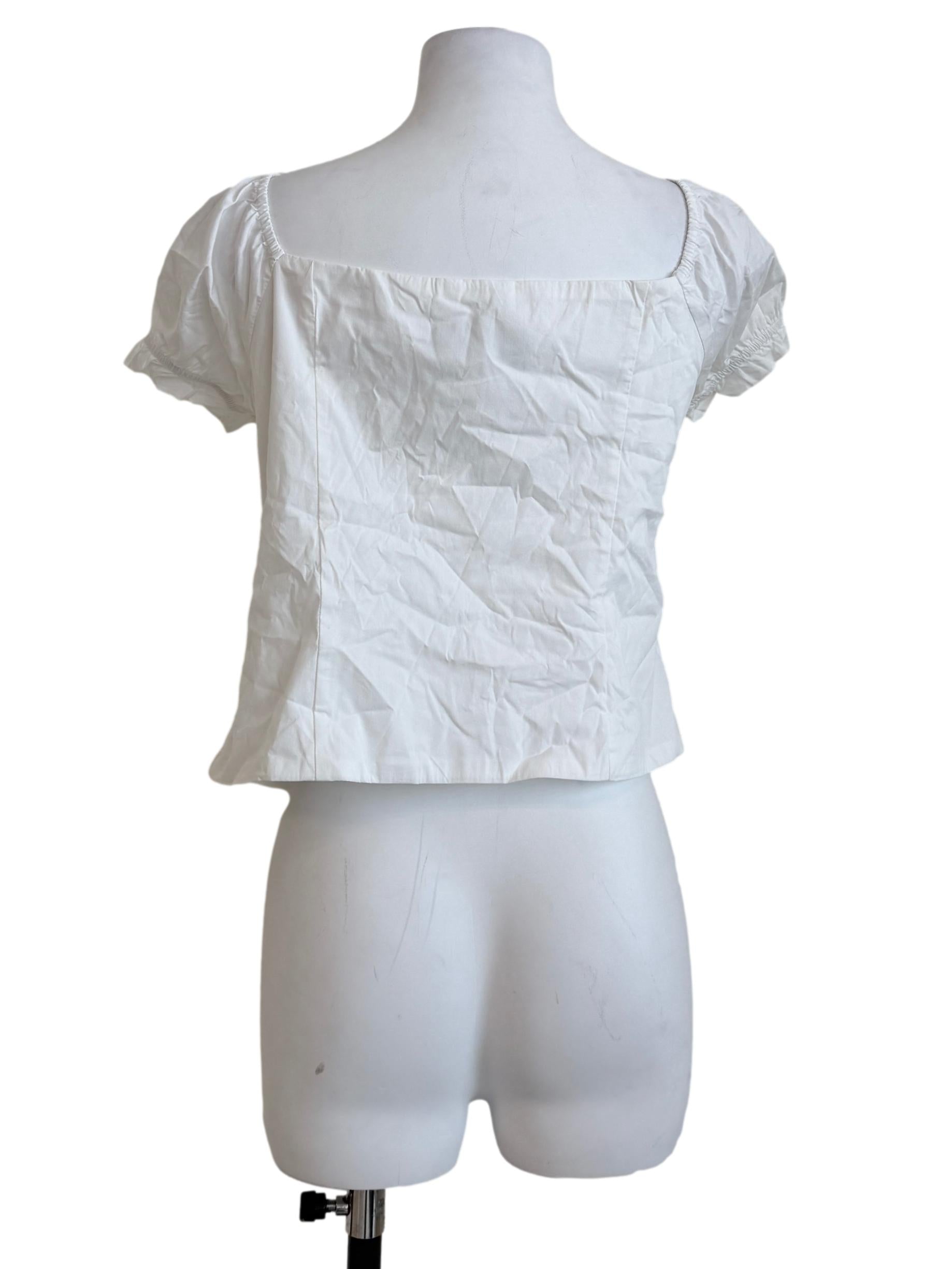 Daisy White Puff Sleeves Top