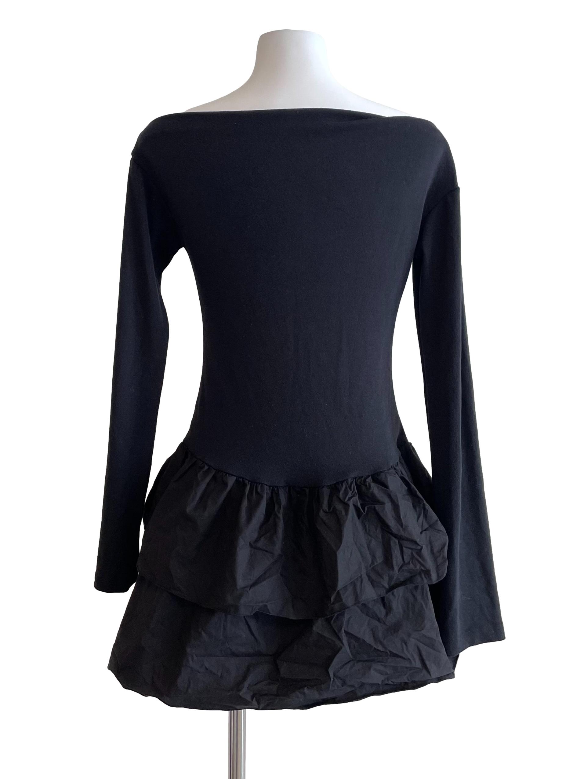 Black Boat Neck Balloon Dress