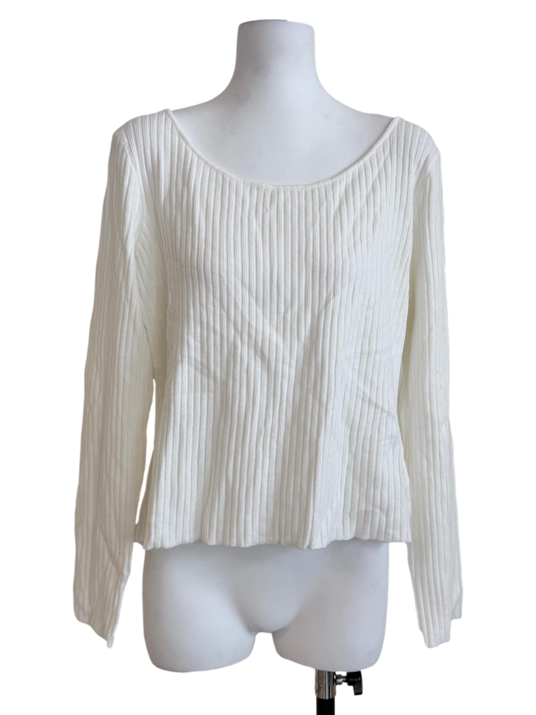 Powder White Long Sleeves Top