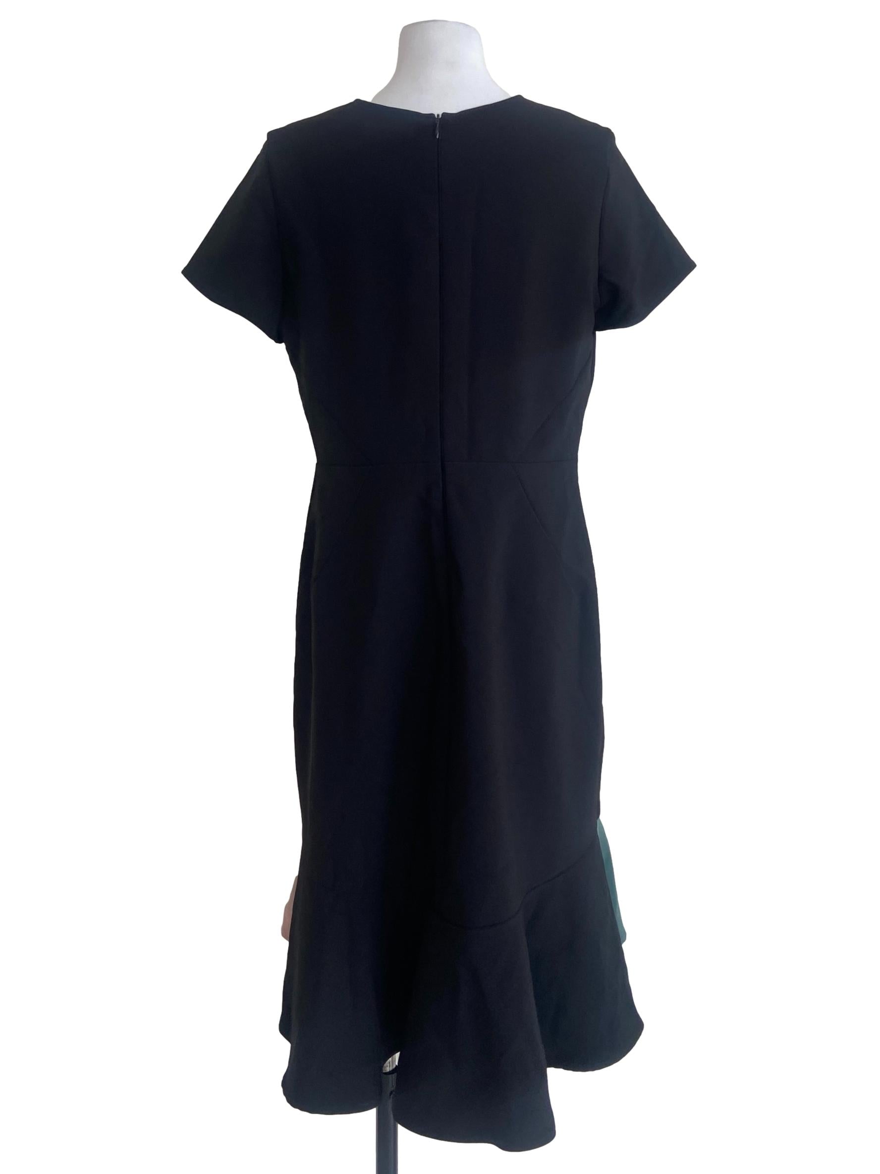 Black Asymmetric Twill Shift Dress