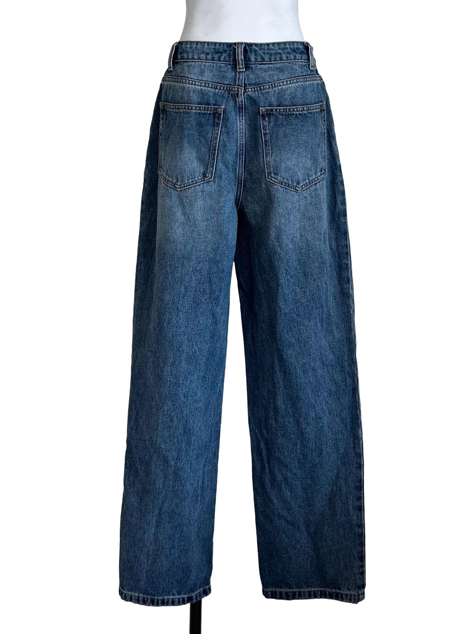 Washed Blue Straight Leg Jeans LB