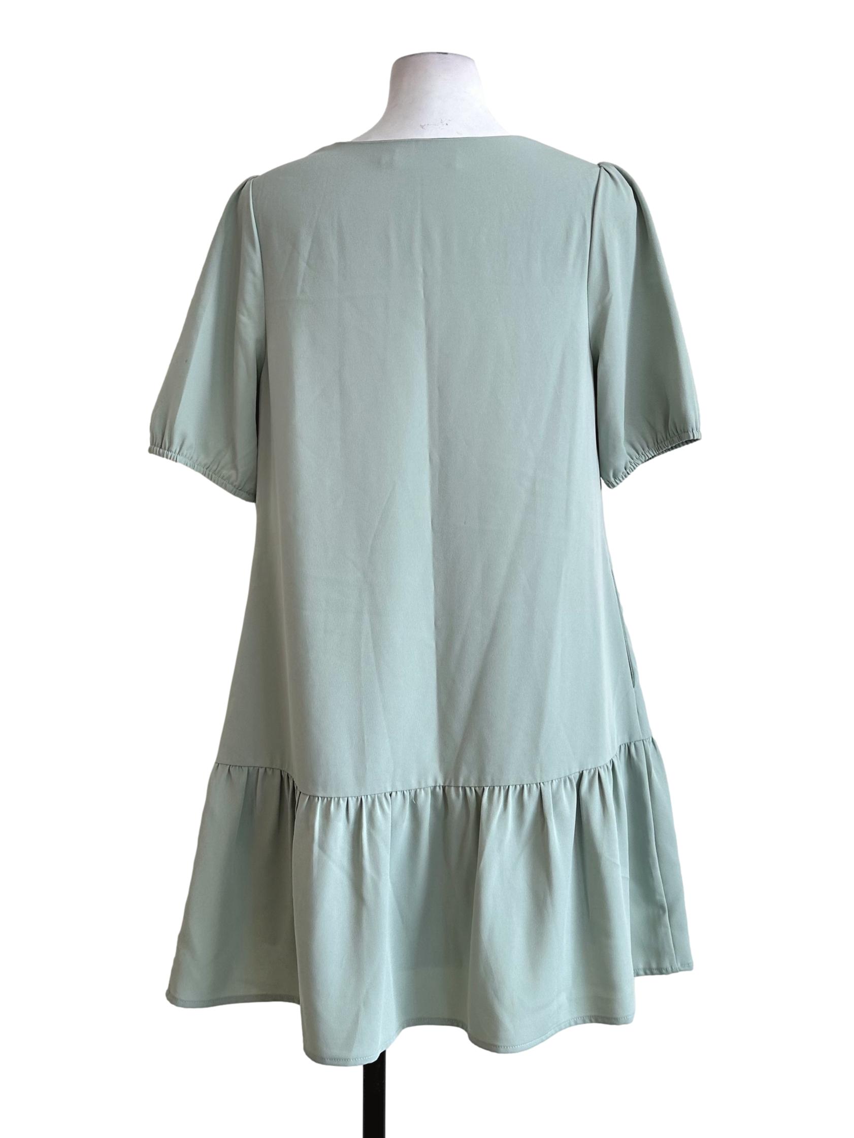 Olive Green Square Neck Mini Dress
