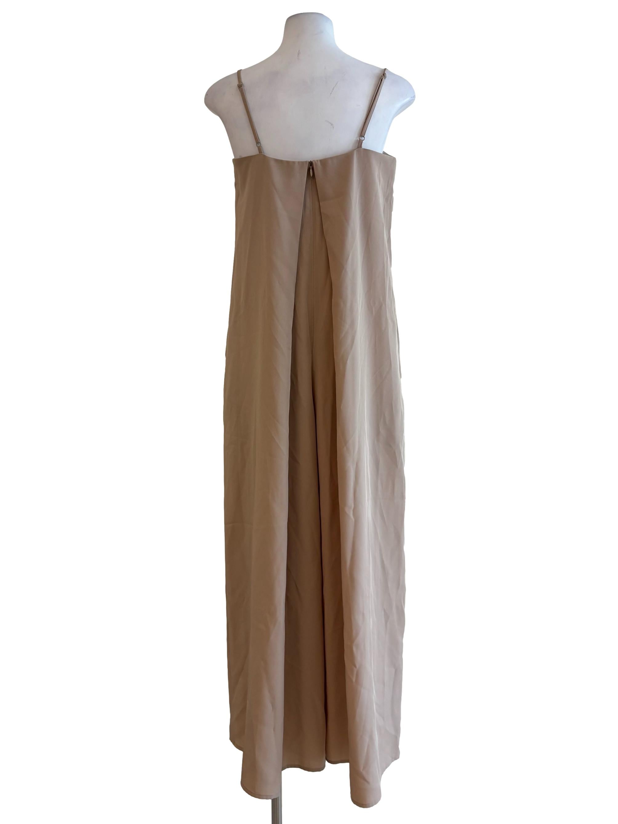 Almond Spaghetti Strap Wide Jumpsuit