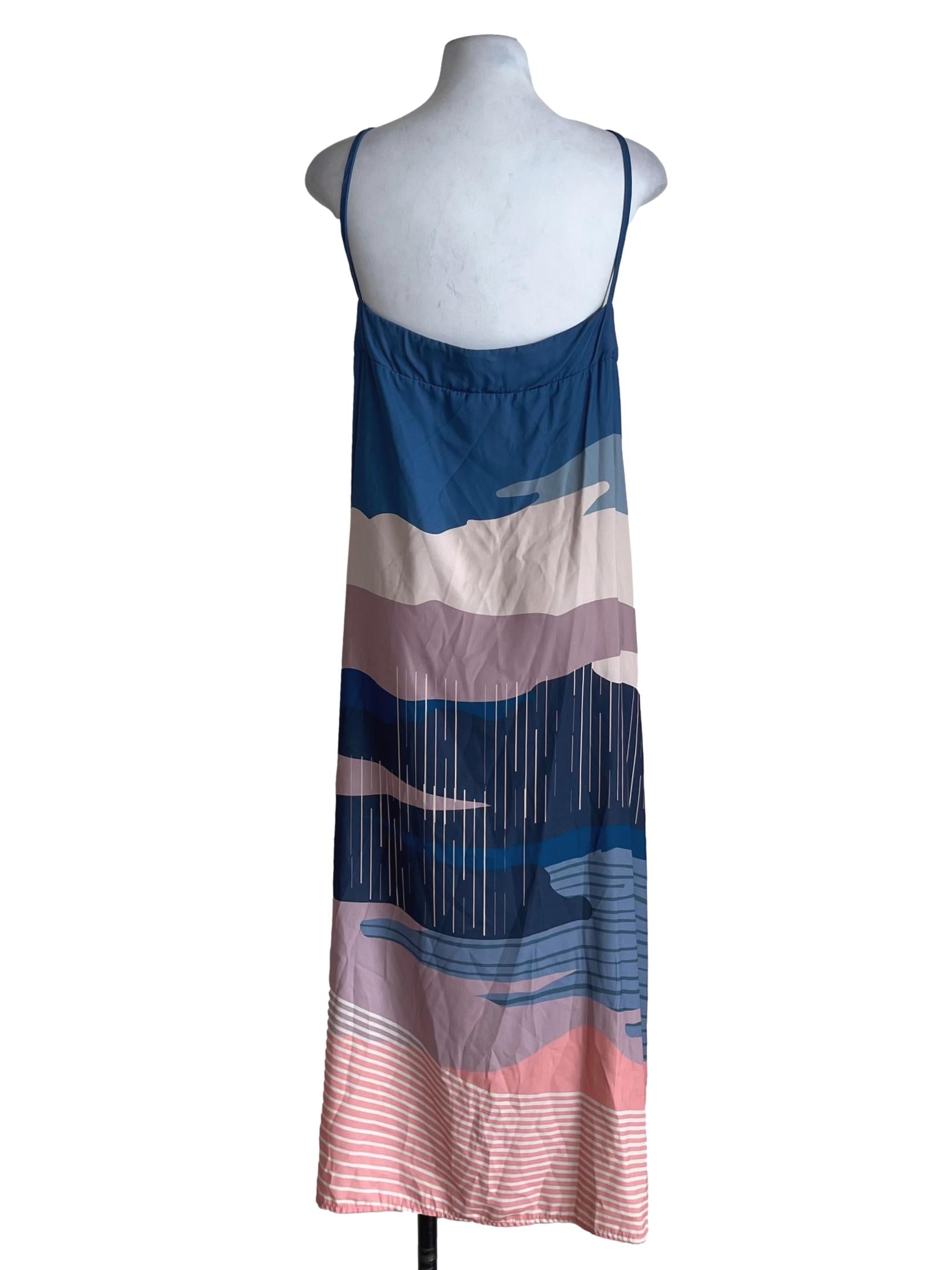 Aegean Blue Spaghetti Strap Yoke Dress