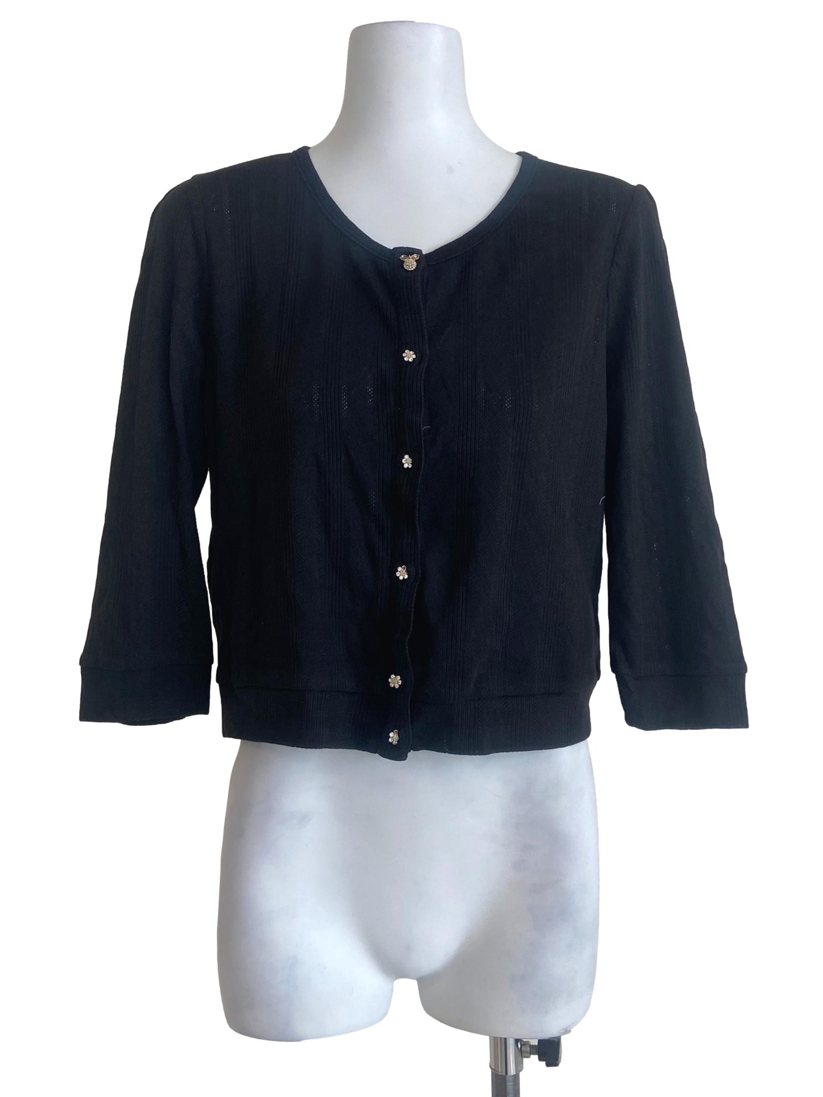 Black Button Down Pegged Blouse