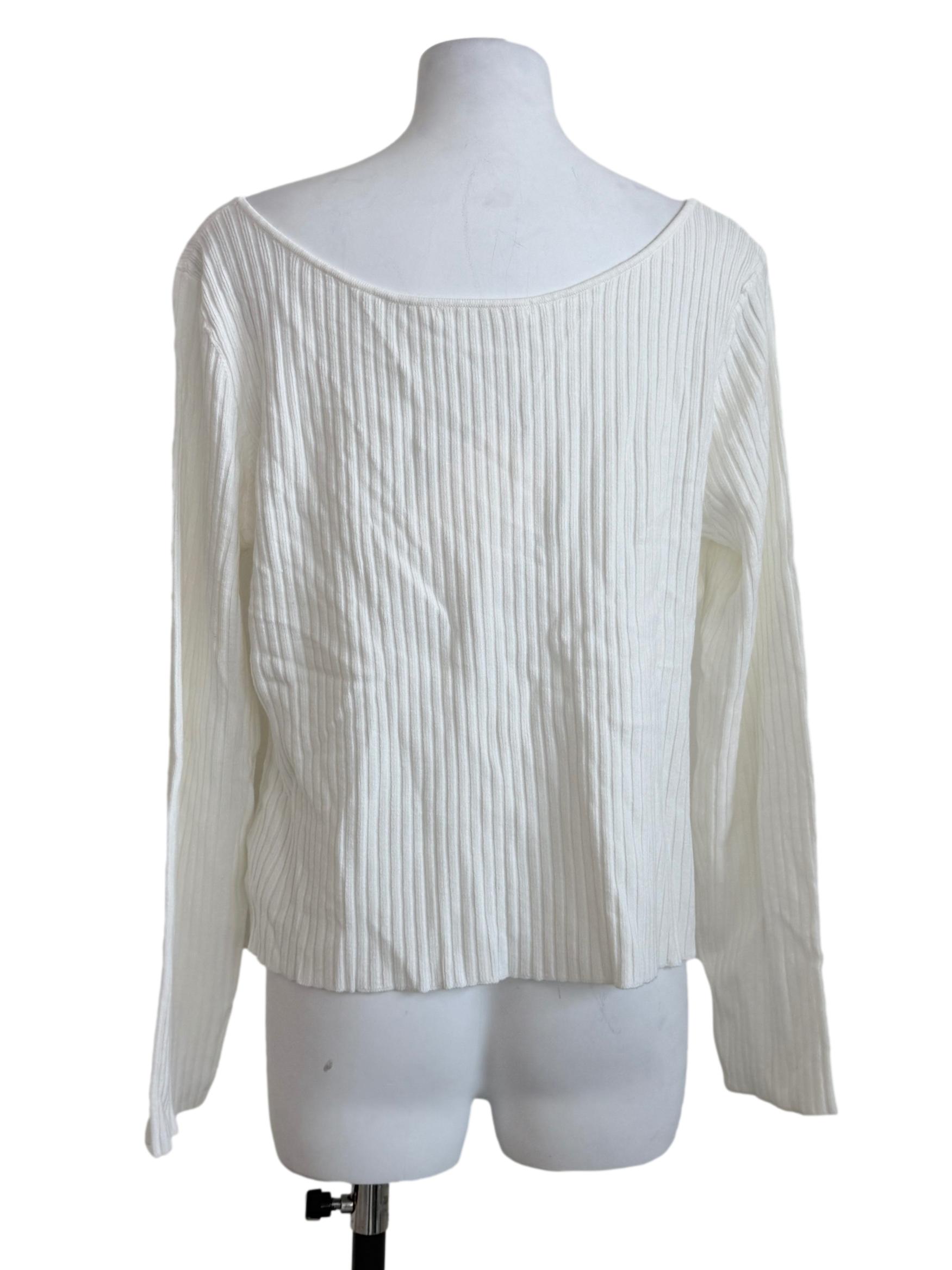 Powder White Long Sleeves Top