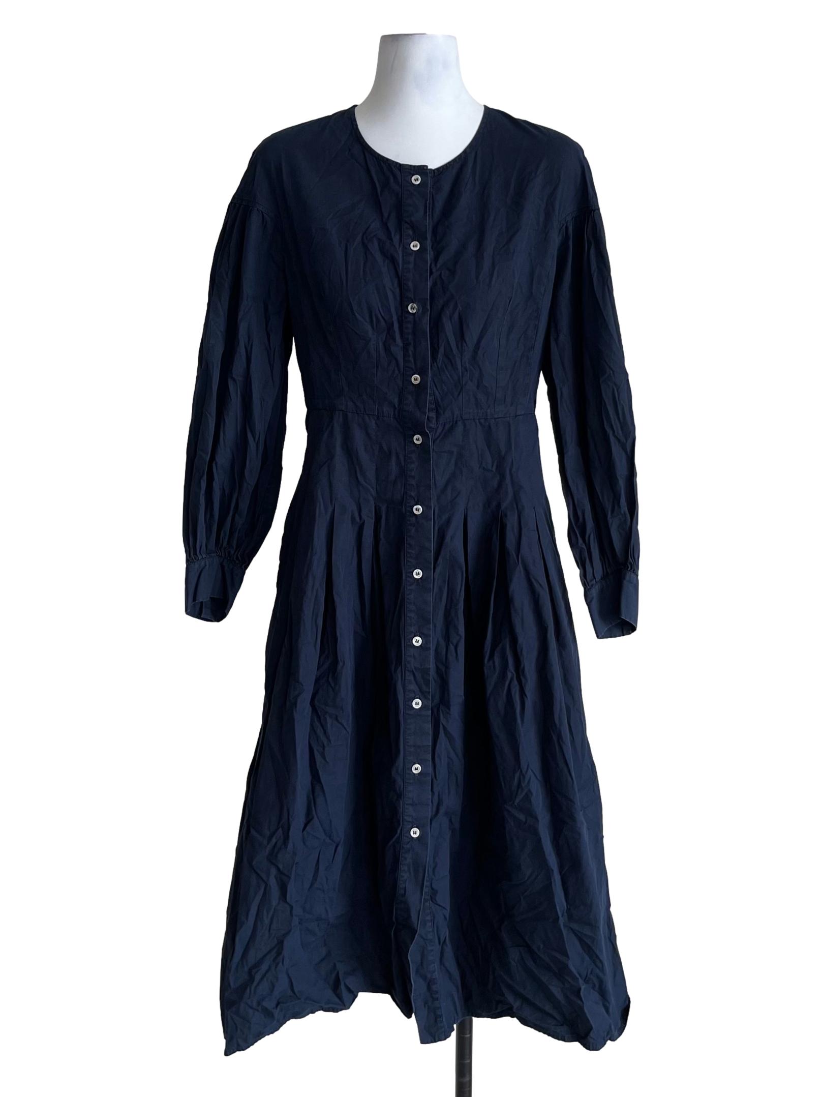 Navy Blue Jewel Neckline Empire Dress
