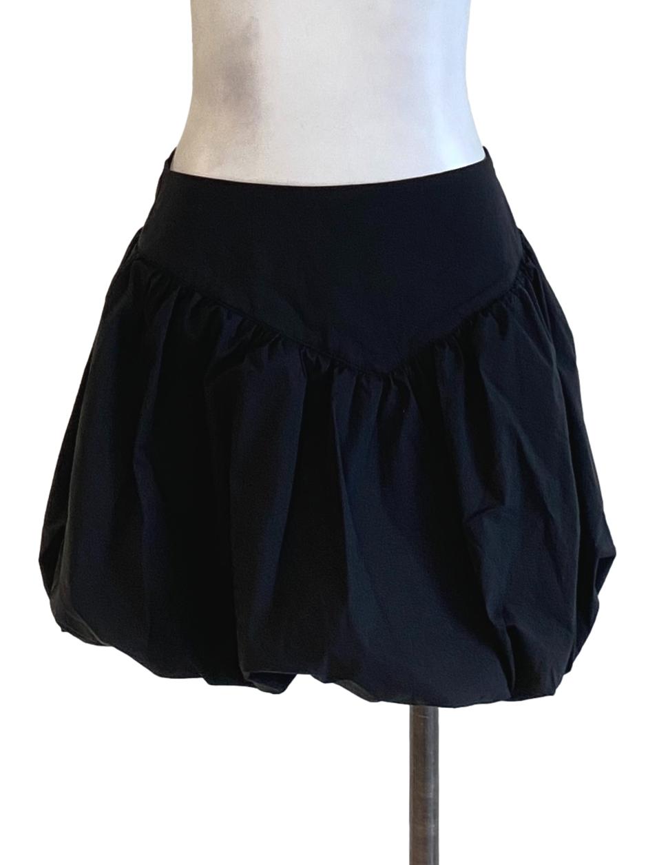 Shadow Black High Waisted Puffed Mini Bubble Skirt
