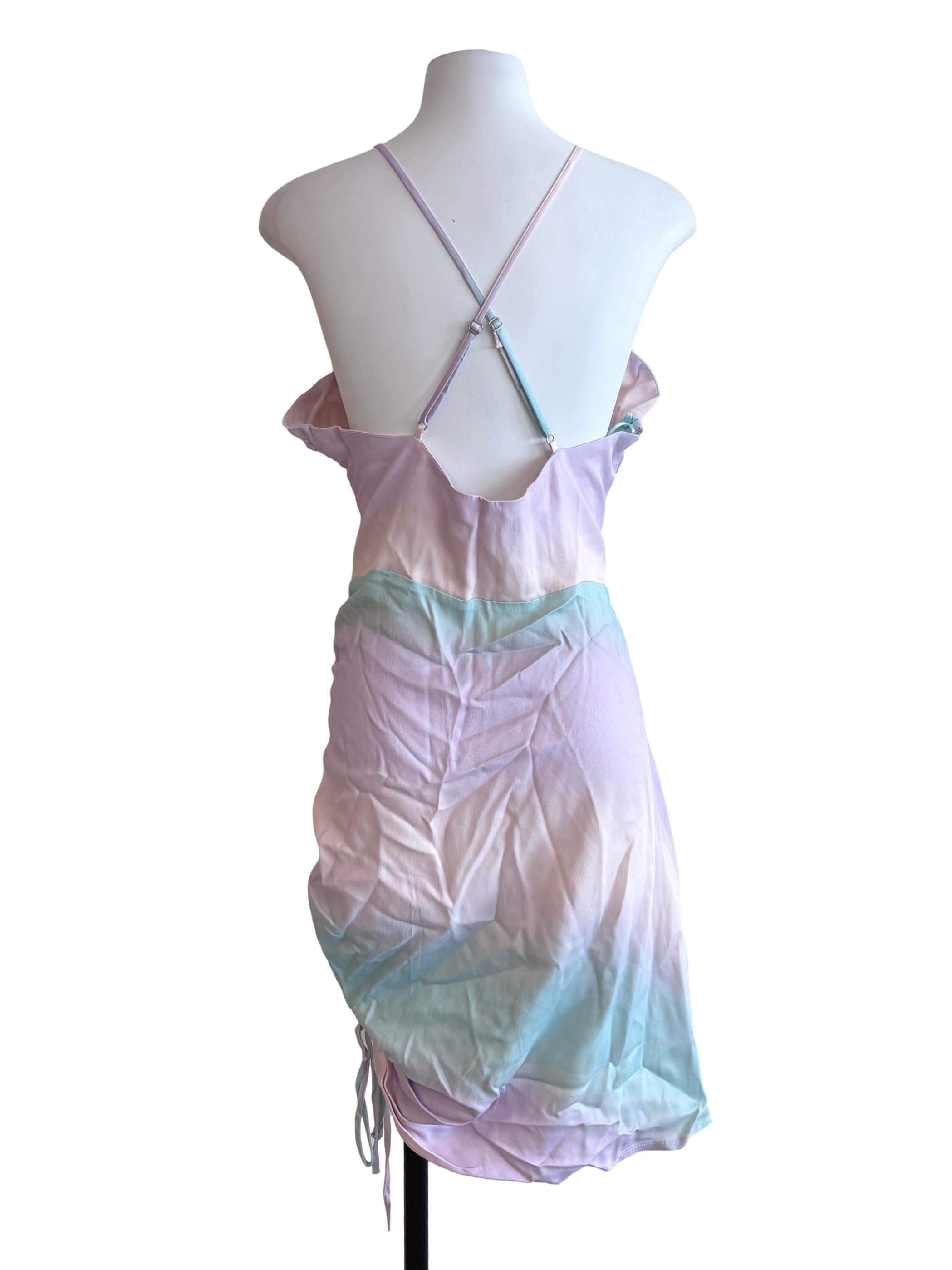 Pastel Tie Dye Ruched Cutout Dress