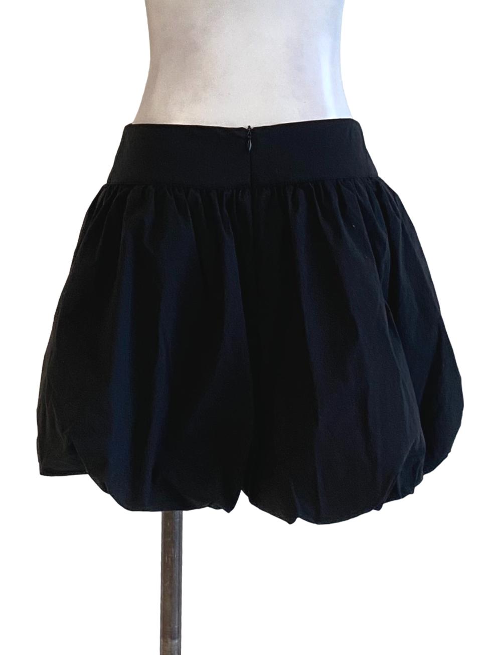 Shadow Black High Waisted Puffed Mini Bubble Skirt