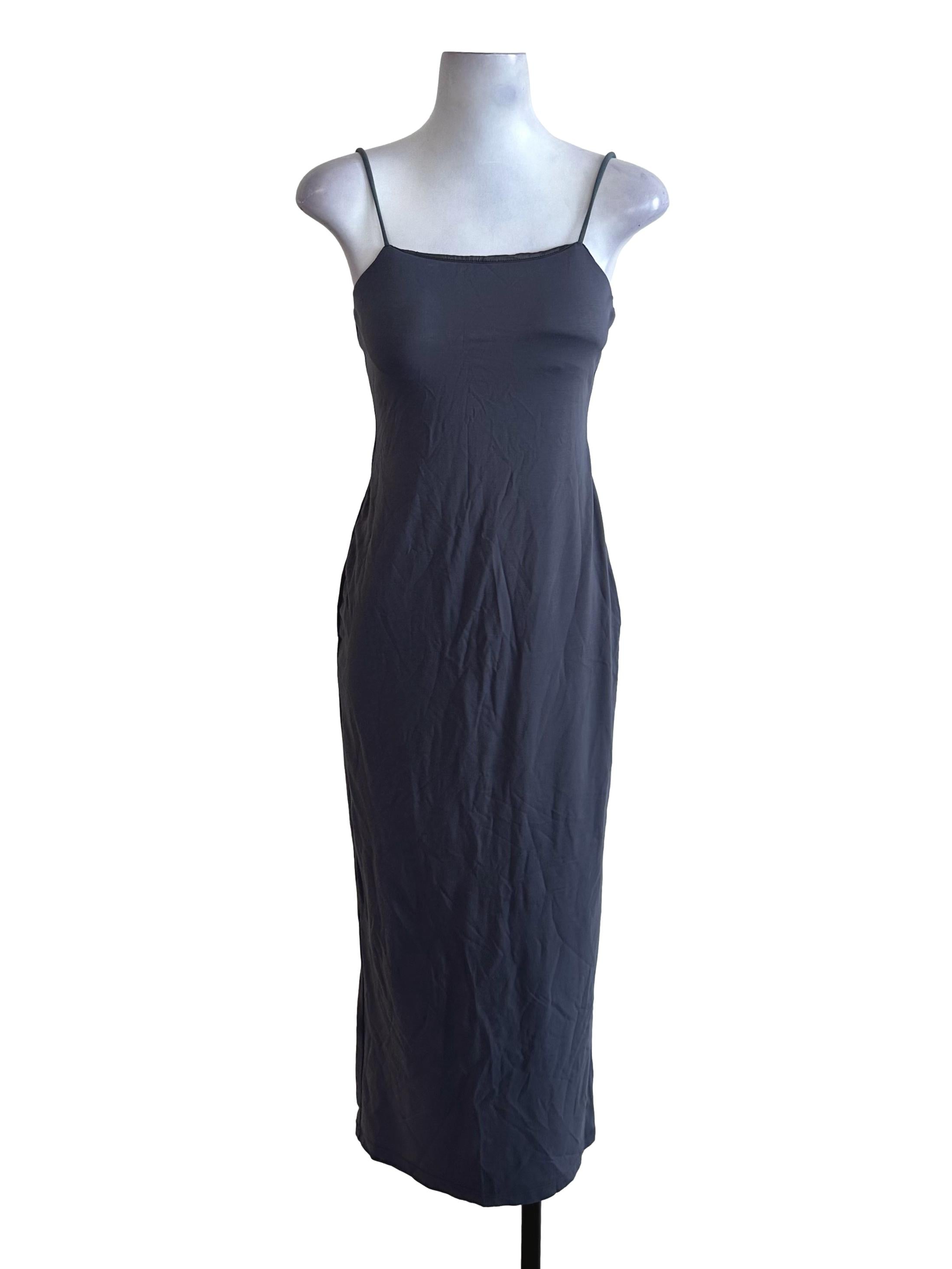 Dark Grey Spaghetti Strap Bodycon Dress