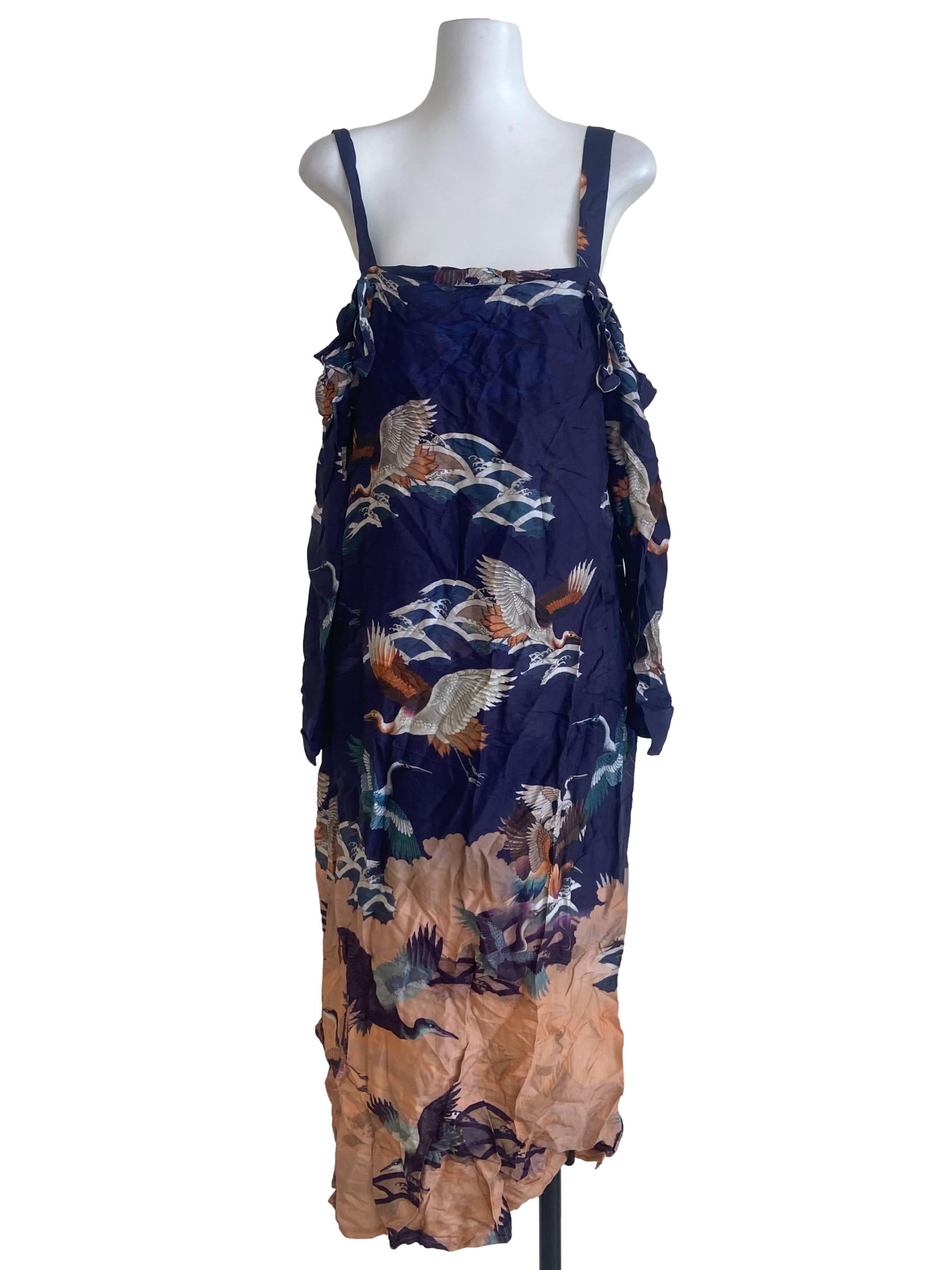 Navy Blue Drop Shoulder Slip Dress