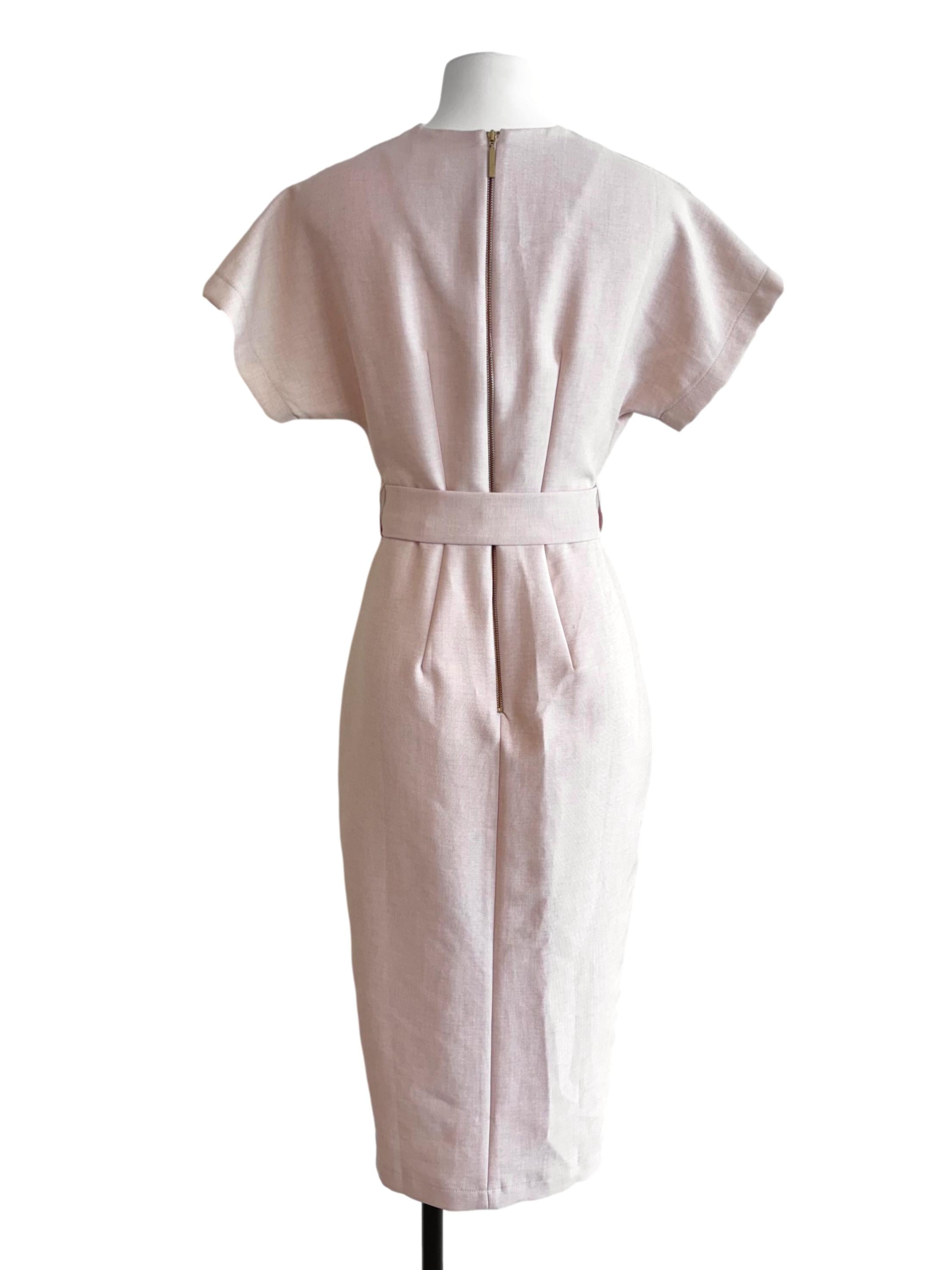 Light Beige Wrap Belted Dress