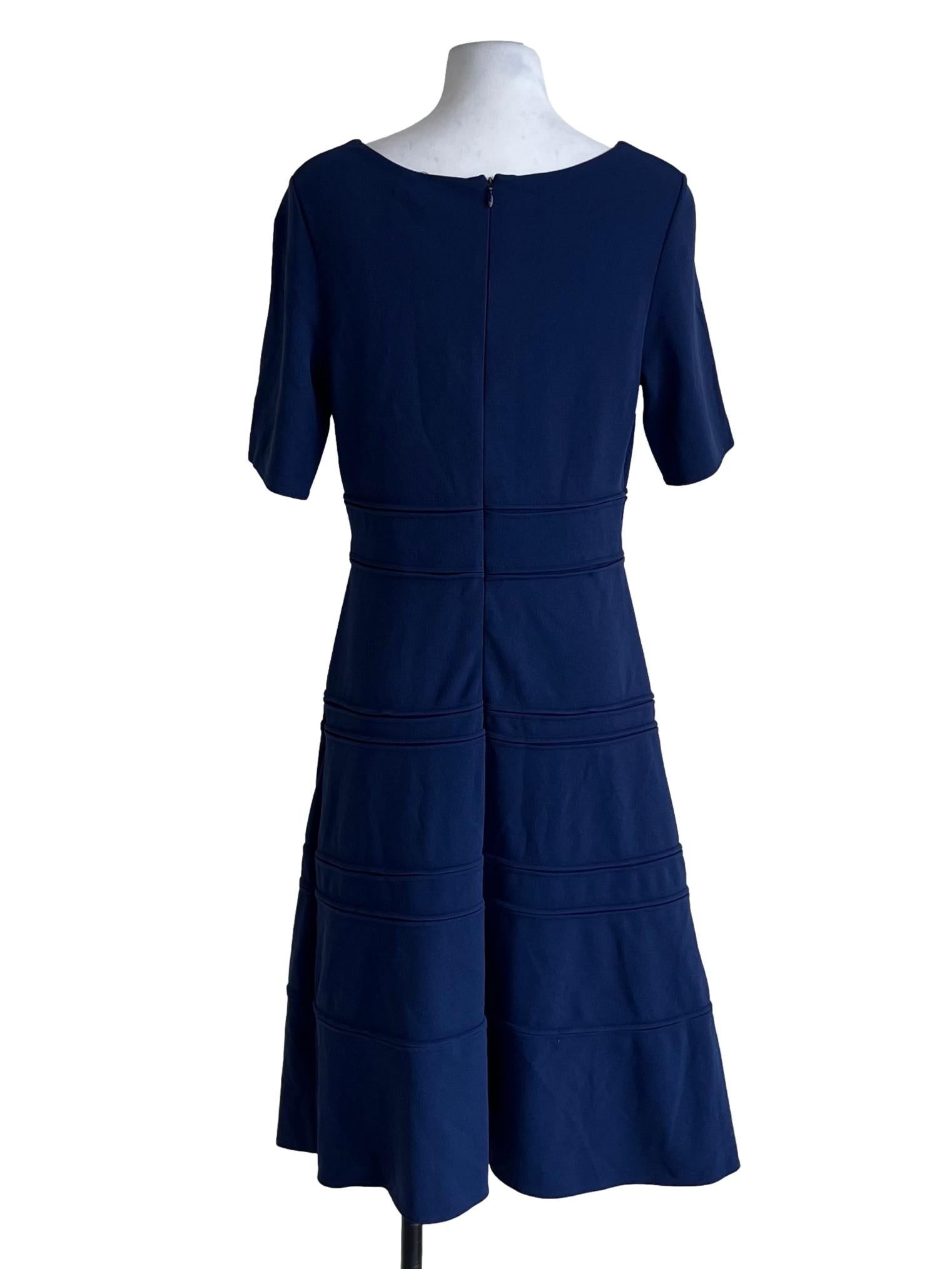 Navy Blue Jewel Neckline Empire Dress