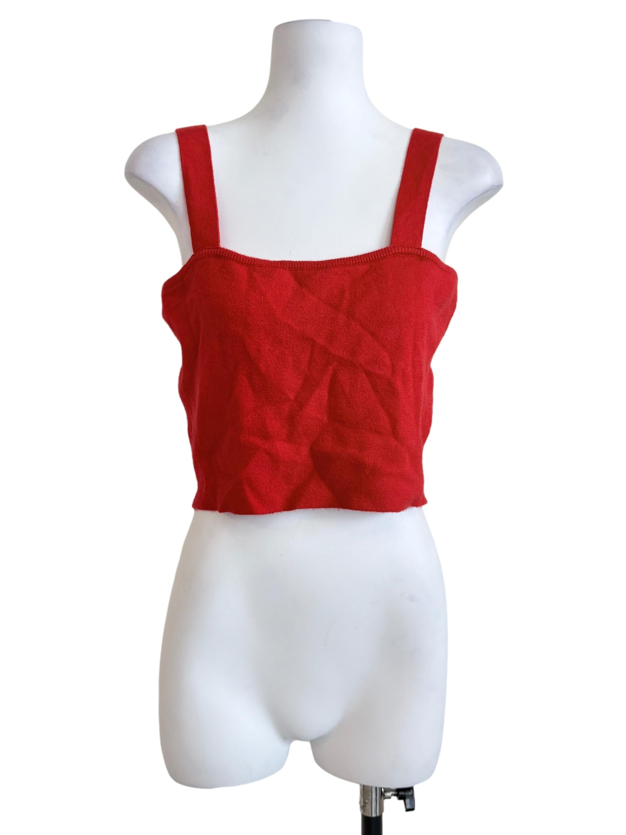 Crimson Red Square Neck Top