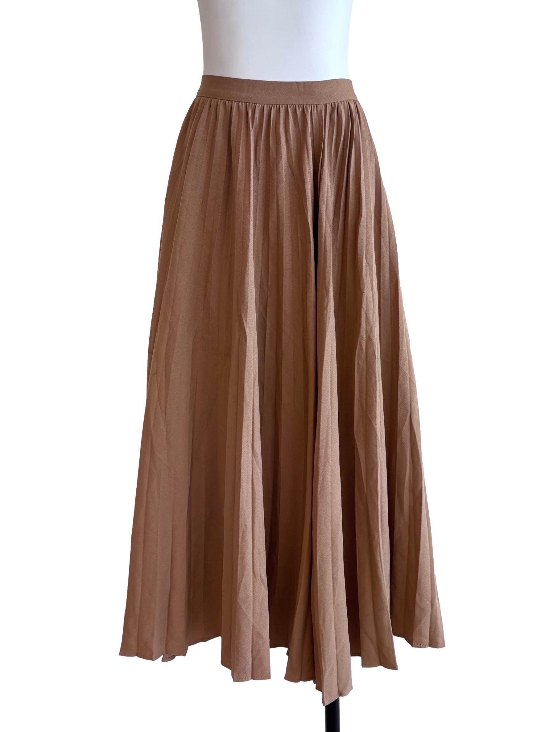 Peanut Brown Pleated Skirt LB