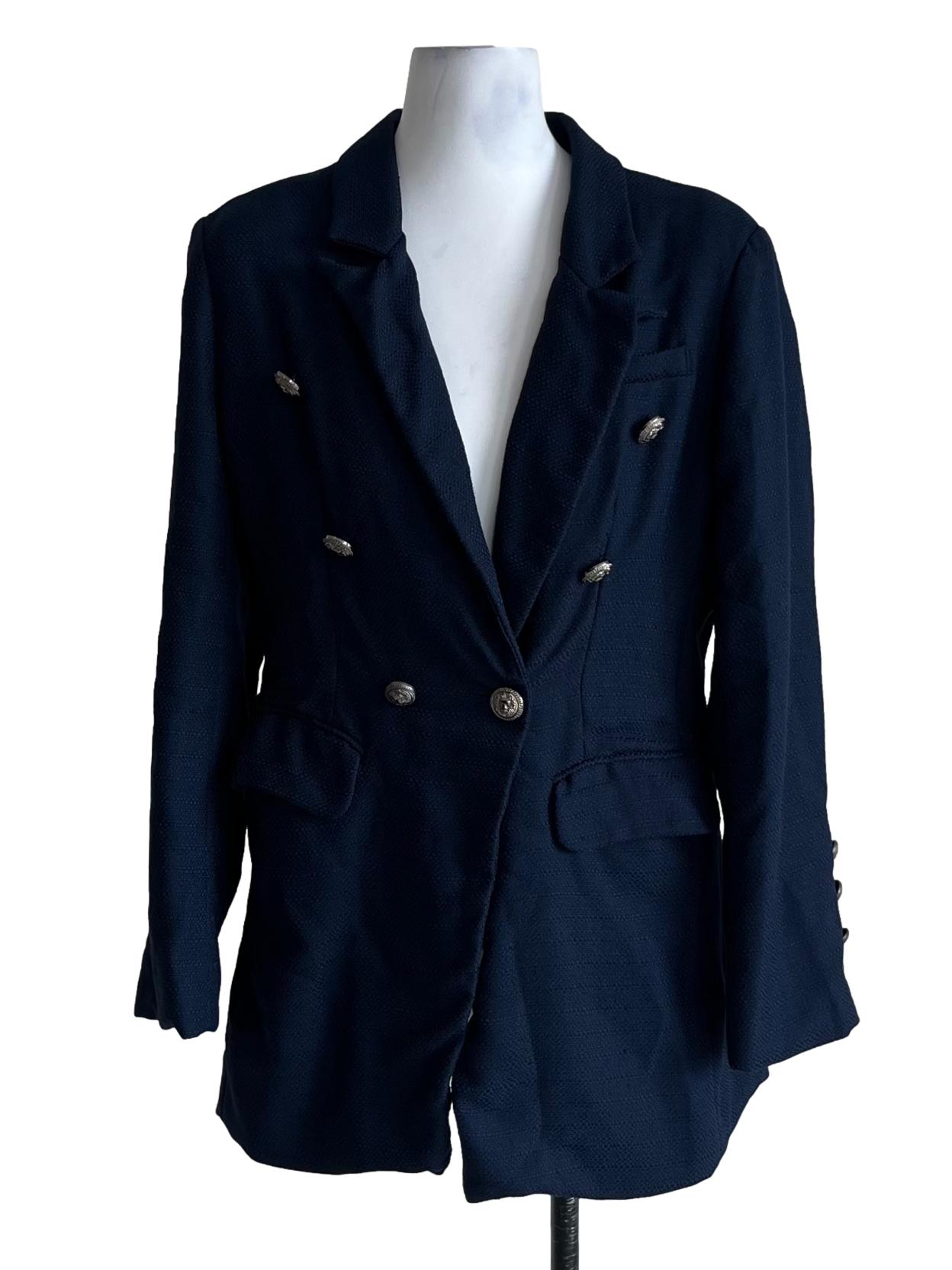 Navy Blue Notched Neckline Blazer