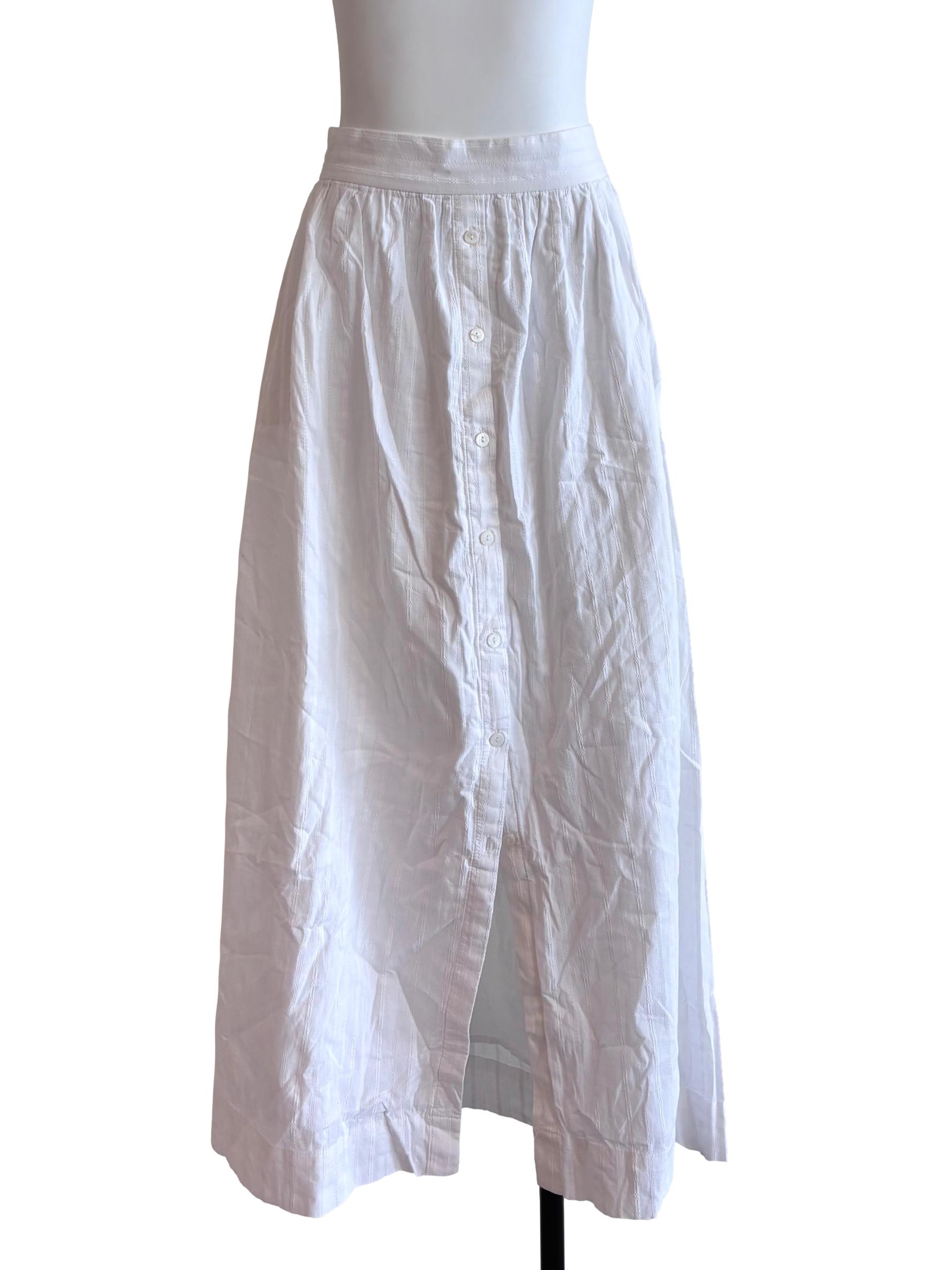 White Button Front Skirt LB