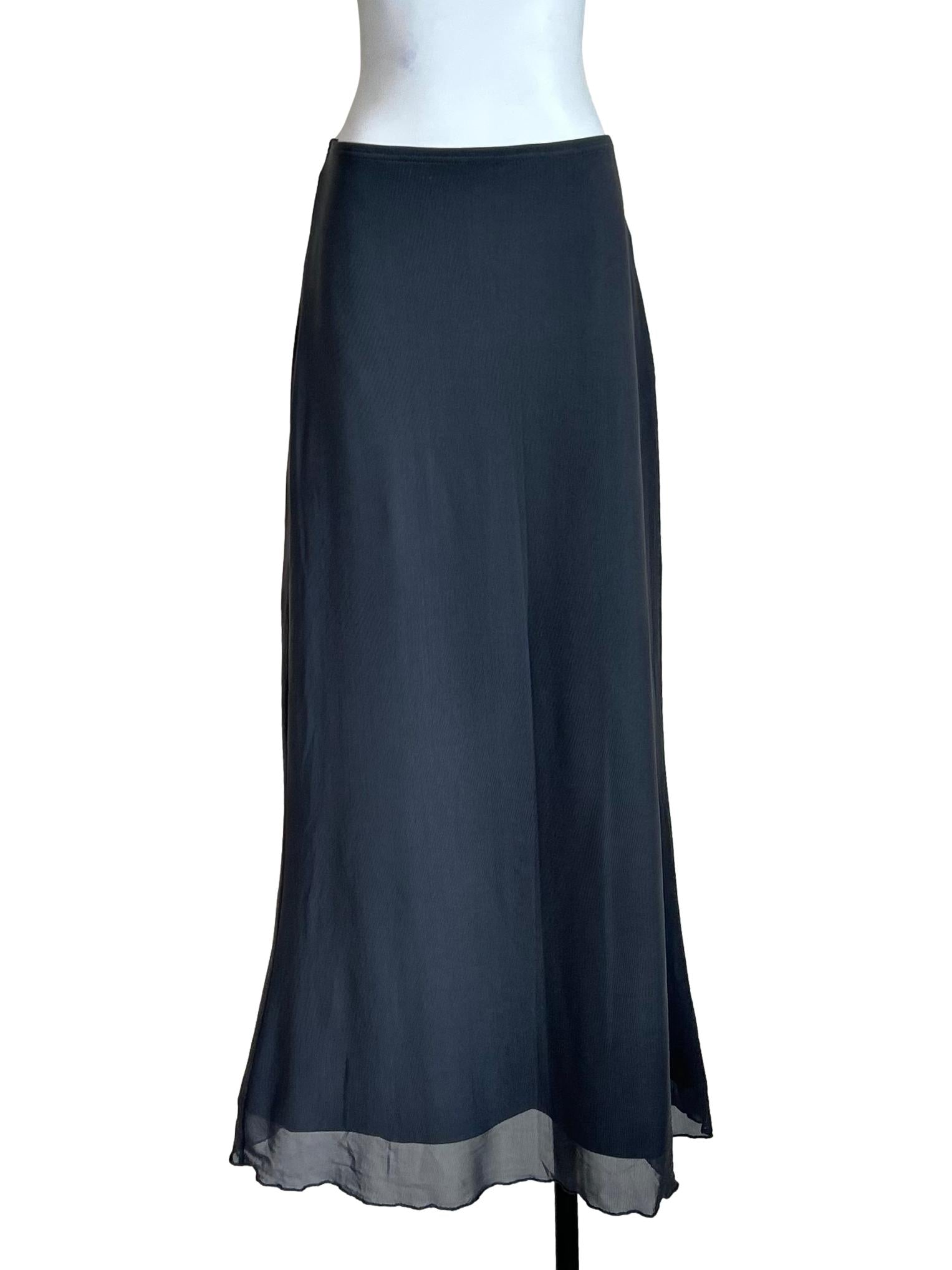 Black Bias-Cut Maxi Skirt