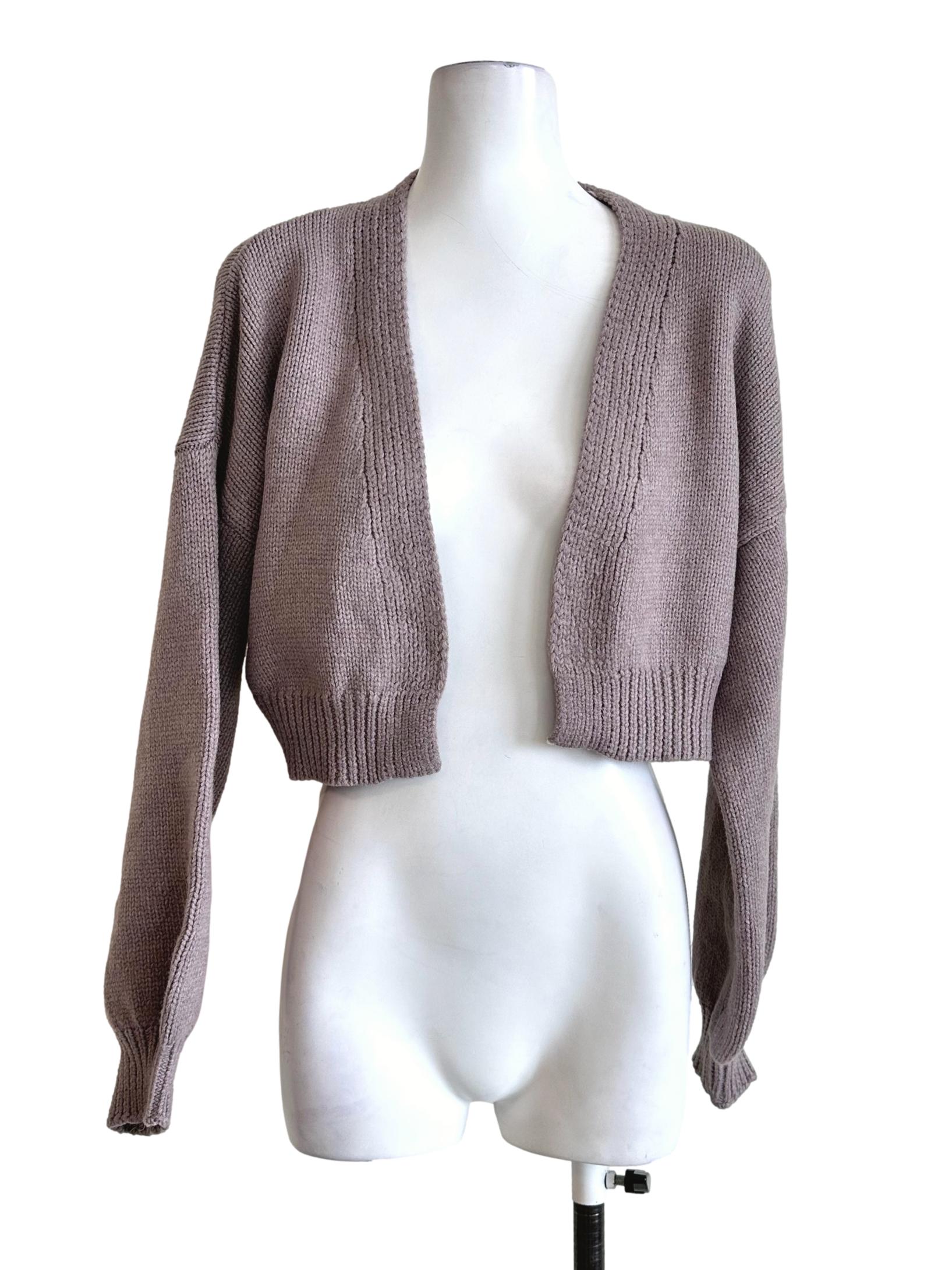 Mauve Purple Knit Crop Cardigan