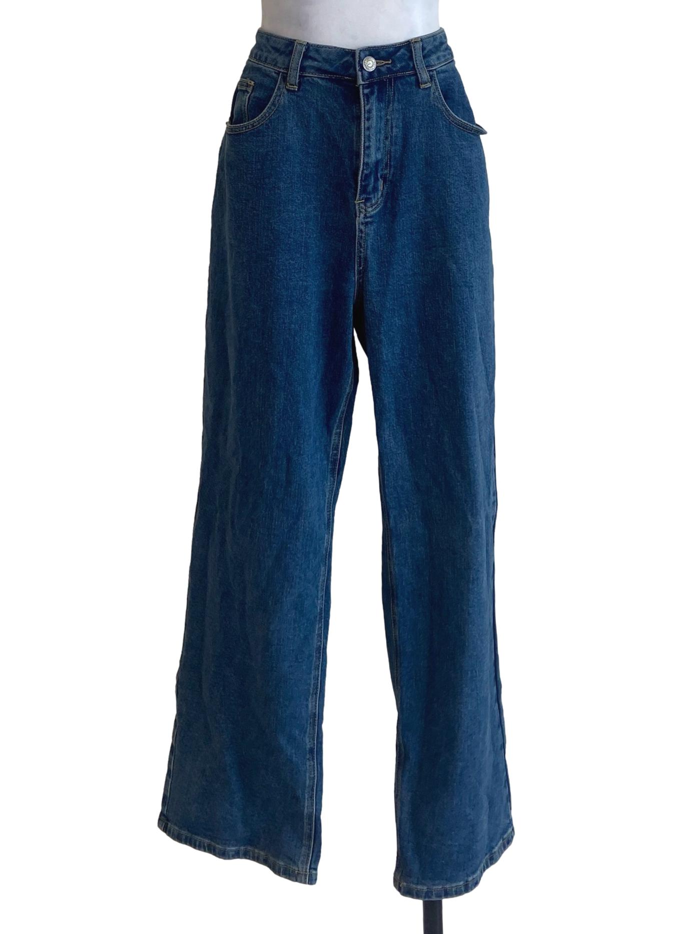 Blue Twill Straight Jeans