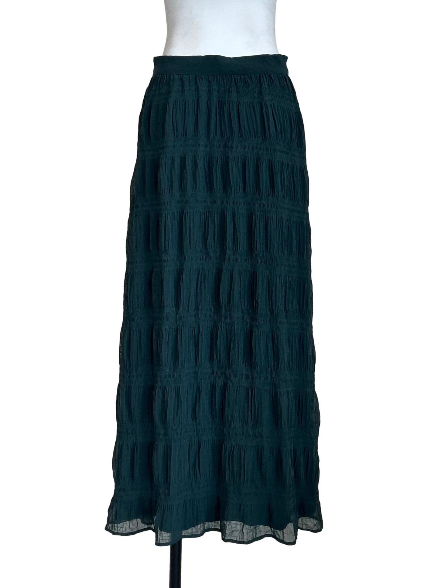 Emerald Green Textured Maxi Skirt LB