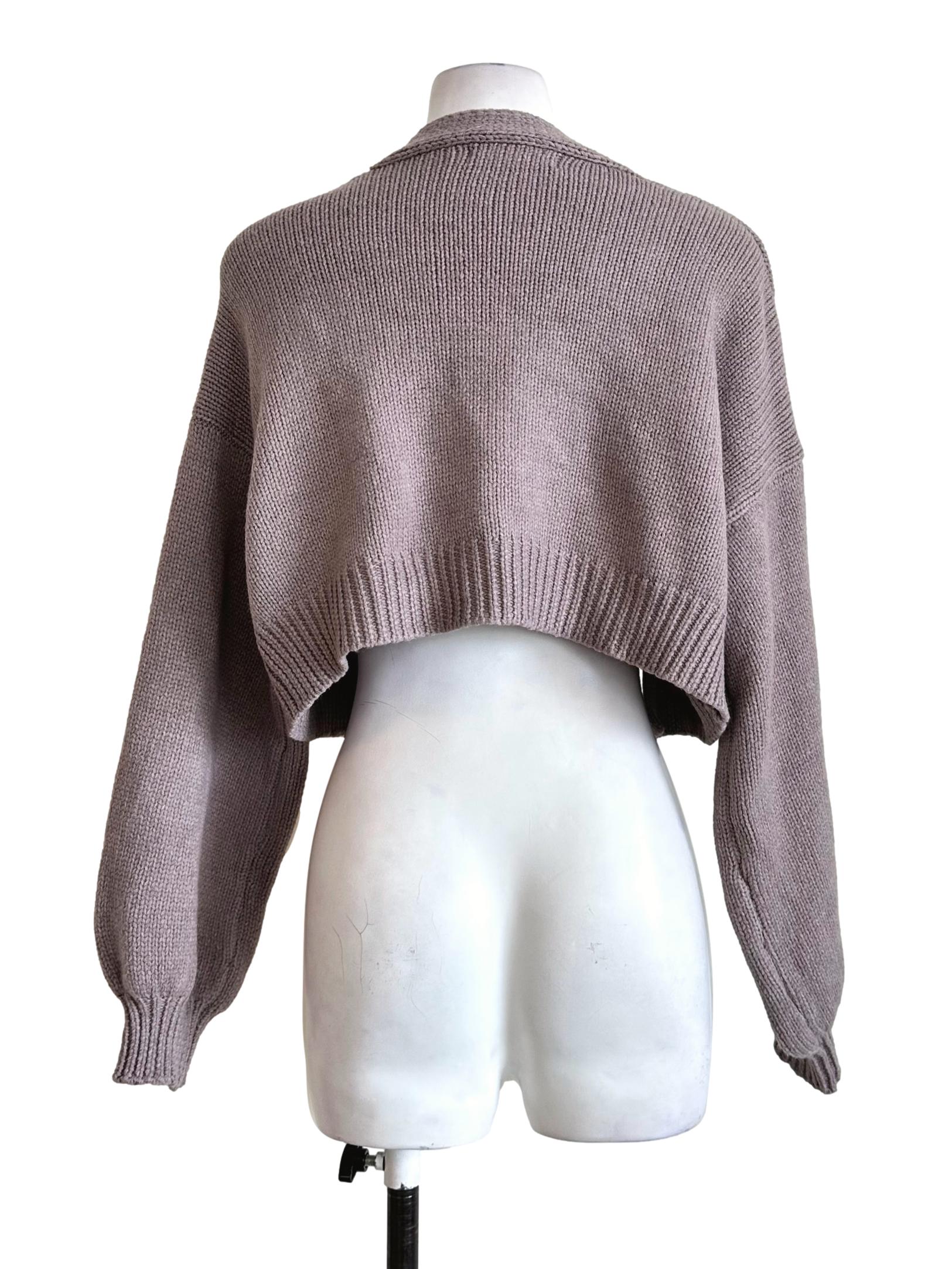 Mauve Purple Knit Crop Cardigan